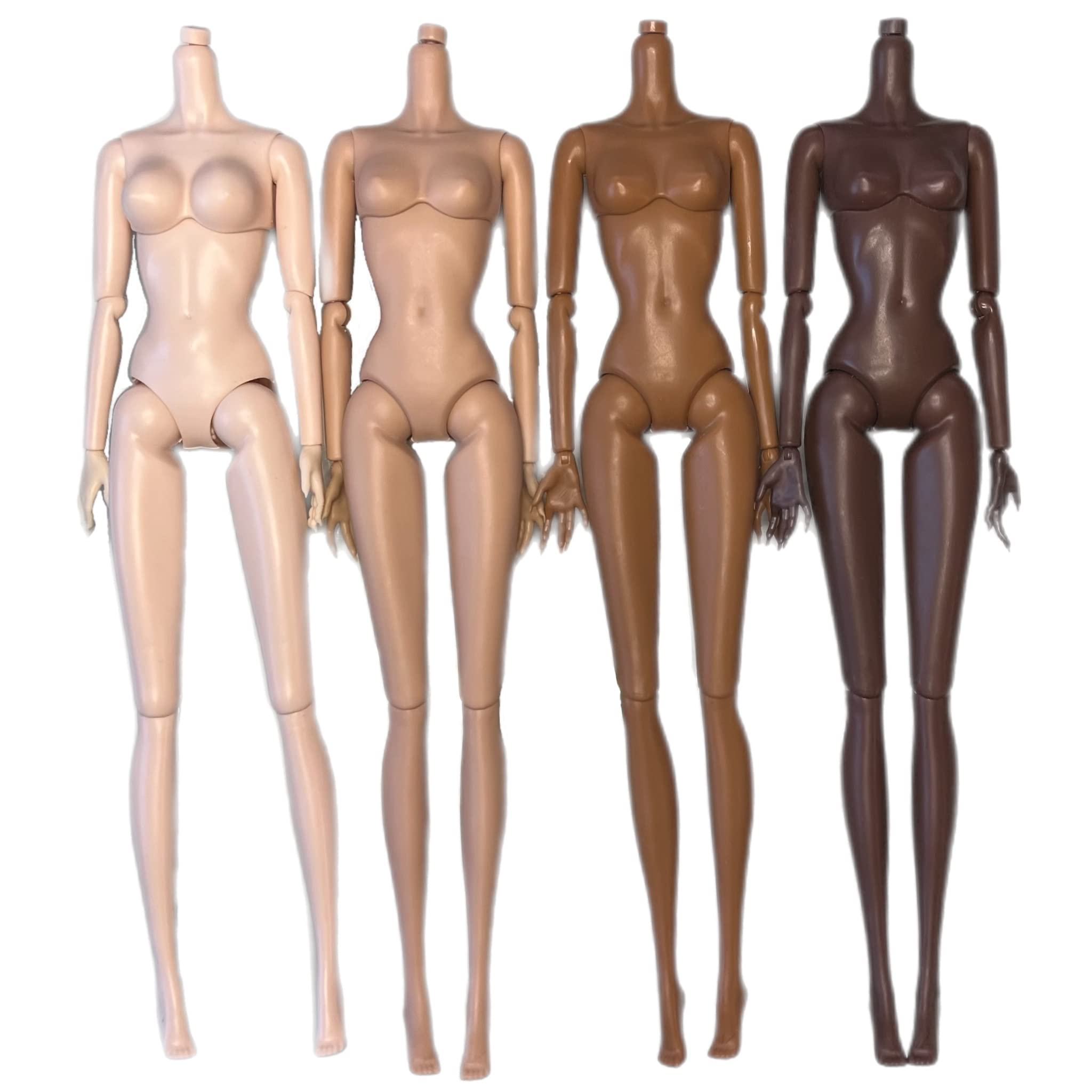 12 Inch DIY OOAK Fashion Doll Bodies - 4 Pack Multiracial Articulated Posable Replacement Dolls for Repair & Customization | Perfect for Collectors, Supermodel Dolls & Craft Projects | Includes 4 Skin Tone Variety Pack by Eledoll