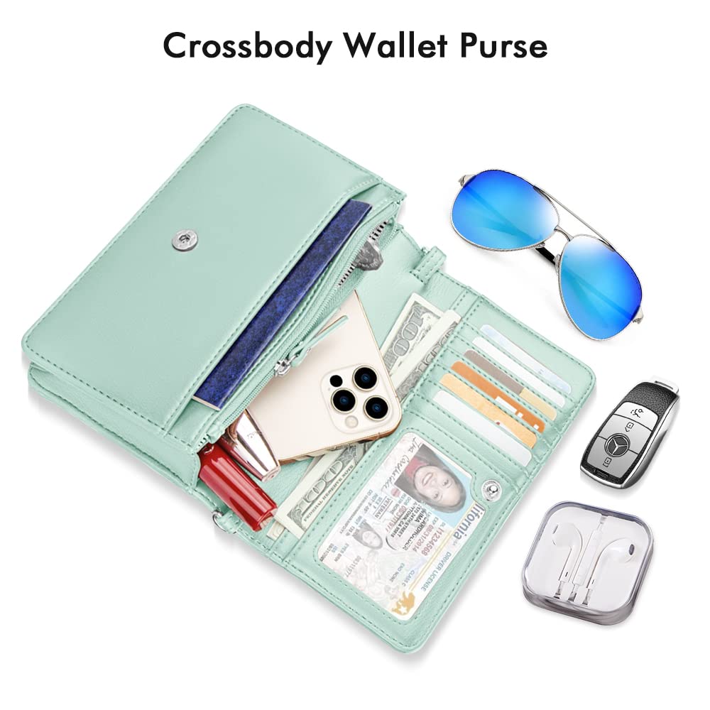 Nuoku Women's Small RFID Blocking Crossbody Purse - Slim Phone Wristlet Wallet with Detachable Strap, 6 Card Slots - Perfect for Travel, Shopping & Everyday Use