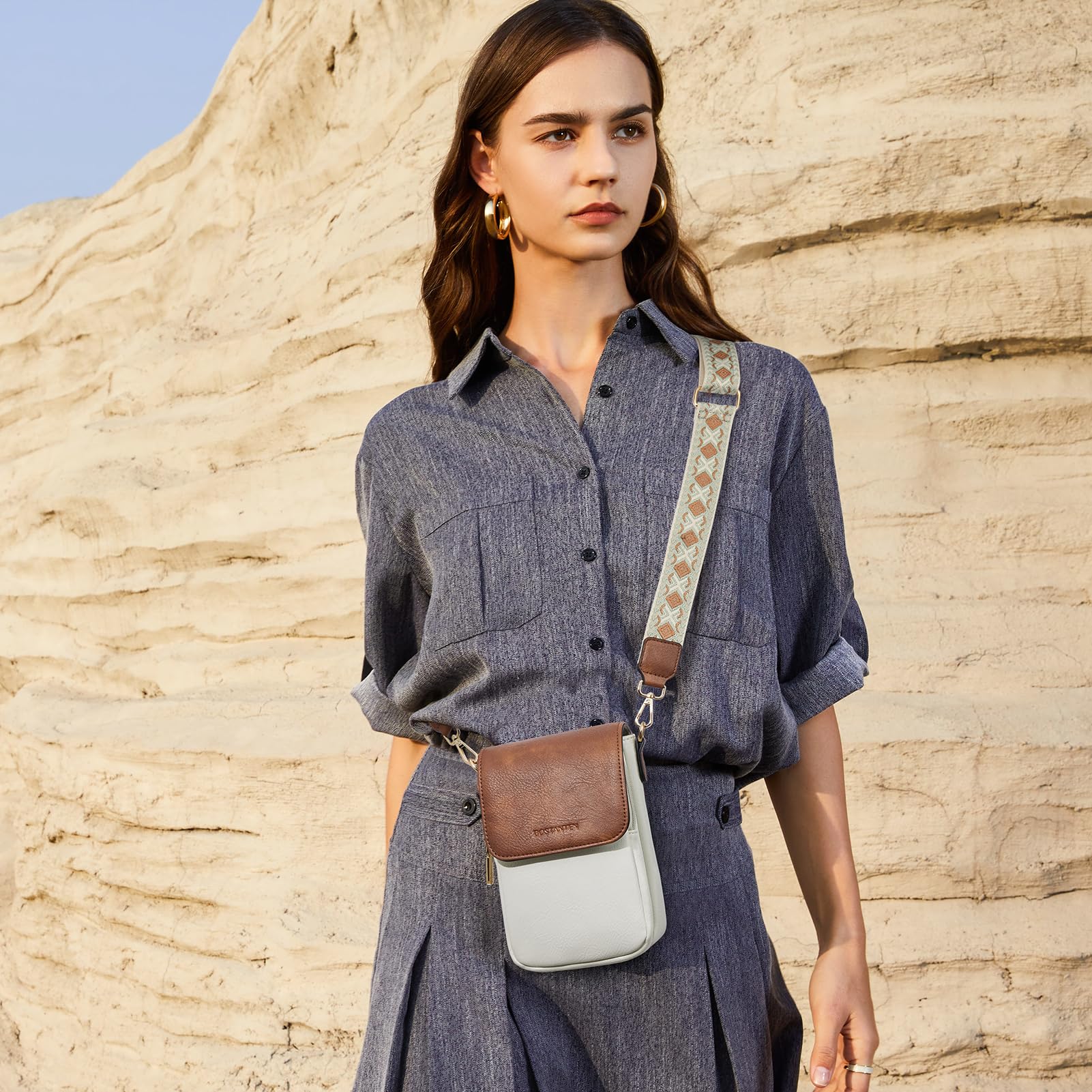 BOSTANTEN Women's Small Crossbody Bag Leather Phone Purse with Card Slots - Stylish Wallet Handbag for Everyday Use, Travel & Shopping