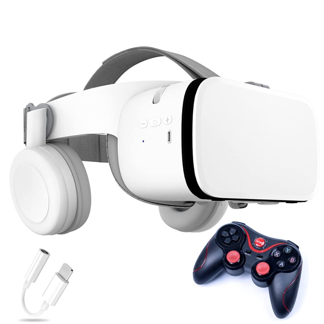 JYMYGS 3D VR Headset with Bluetooth Controller - Virtual Reality Glasses for iPhone 13 Pro Max/13 Pro/13/12/11, Samsung Galaxy S21, Huawei, Xiaomi - Perfect for Gaming, Movies & Virtual Tours
