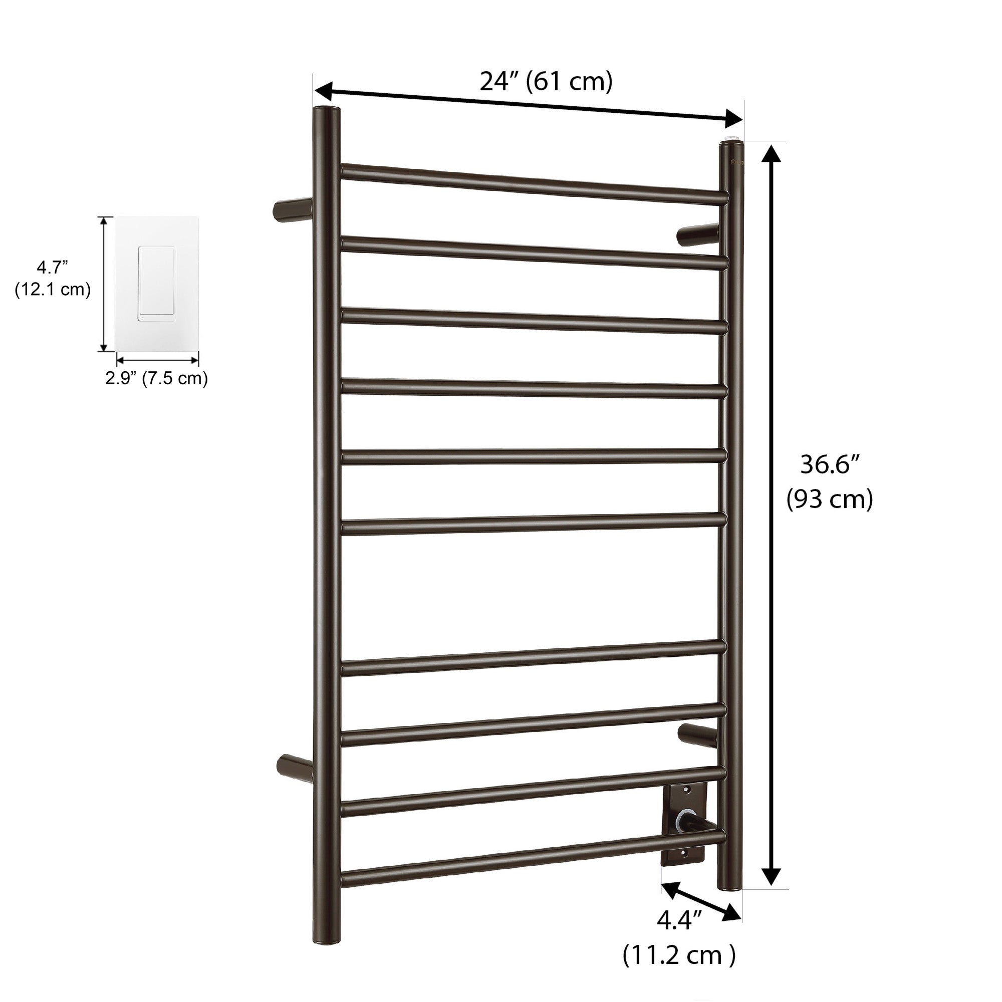 Ancona Novara Dual 10 Bar Hardwire & Plug-in Wall Mount Towel Warmer with WiFi Timer - Oil Rubbed Bronze Finish | Bathroom Luxury Heated Towel Rack for Spa, Hotel & Home Use