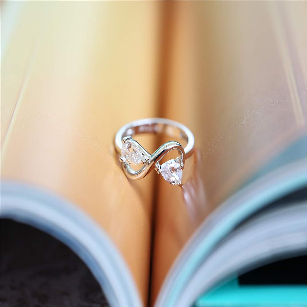 1.2 Carat CZ Infinity Ring for Women - 925 Sterling Silver Two Stone Engagement Ring, Anniversary & Promise Jewelry Gift for Her - Perfect for Weddings, Proposals & Romantic Occasions