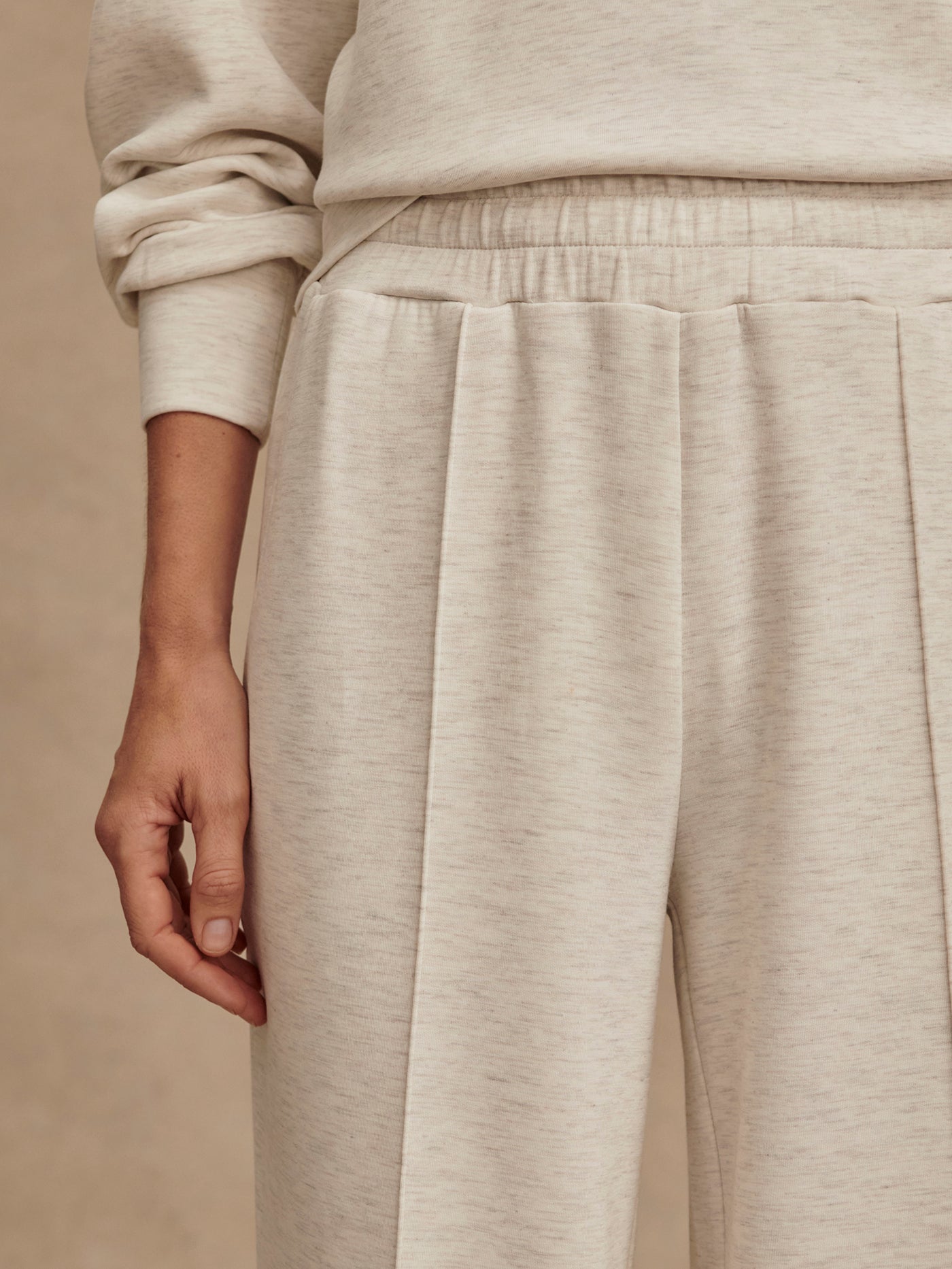 Varley Women's Wide Leg Pants Size 30 in Ivory Marl - Comfortable High Waisted Trousers for Work, Office & Casual Wear