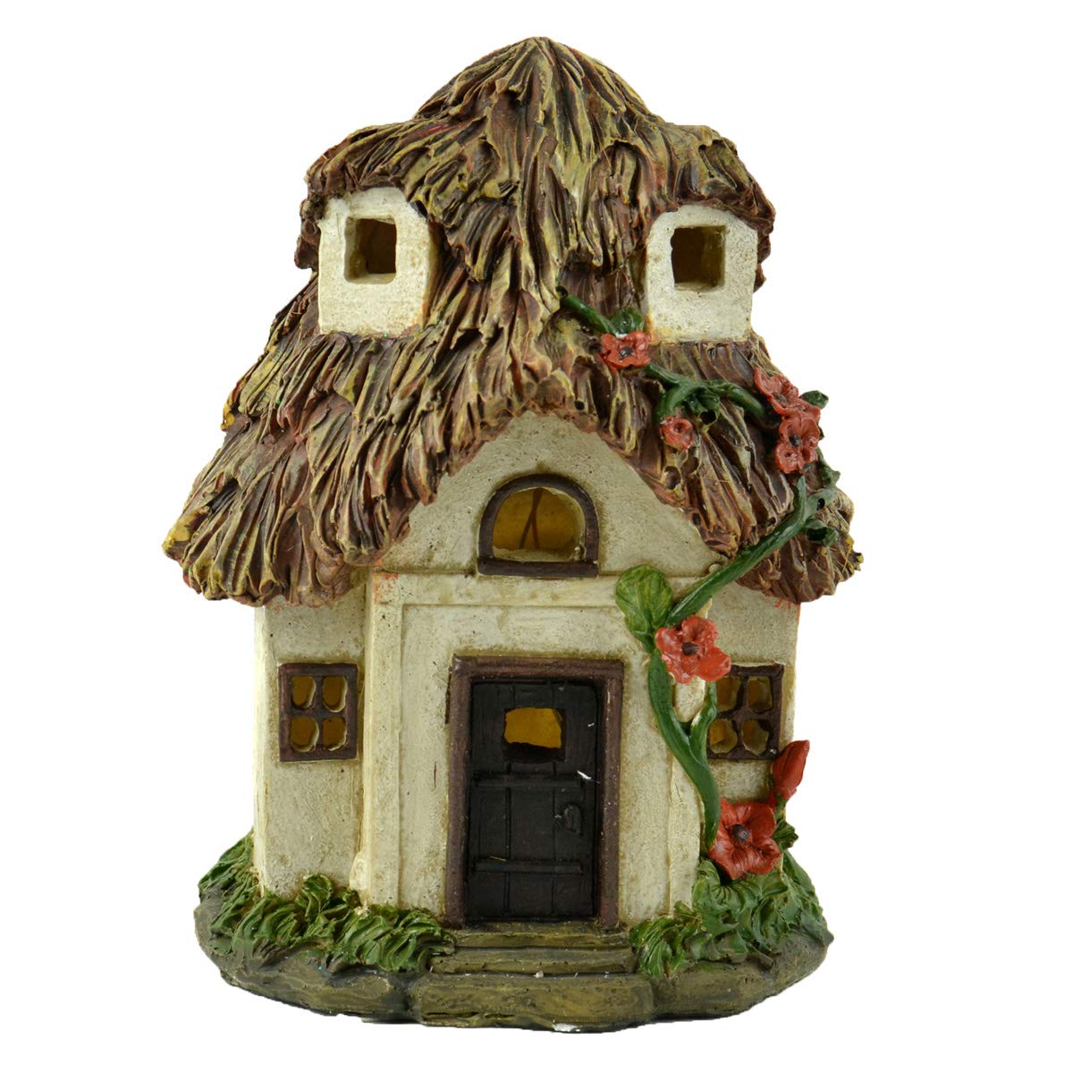 Touch of Nature Fairy Garden Solar Houses - Miniature Garden Decor, Gnome House, Fairy House with Solar LED Lights (Cottage Style 56082) - Perfect for Outdoor Fairy Gardens, Backyard Decor & Magical Landscape Design