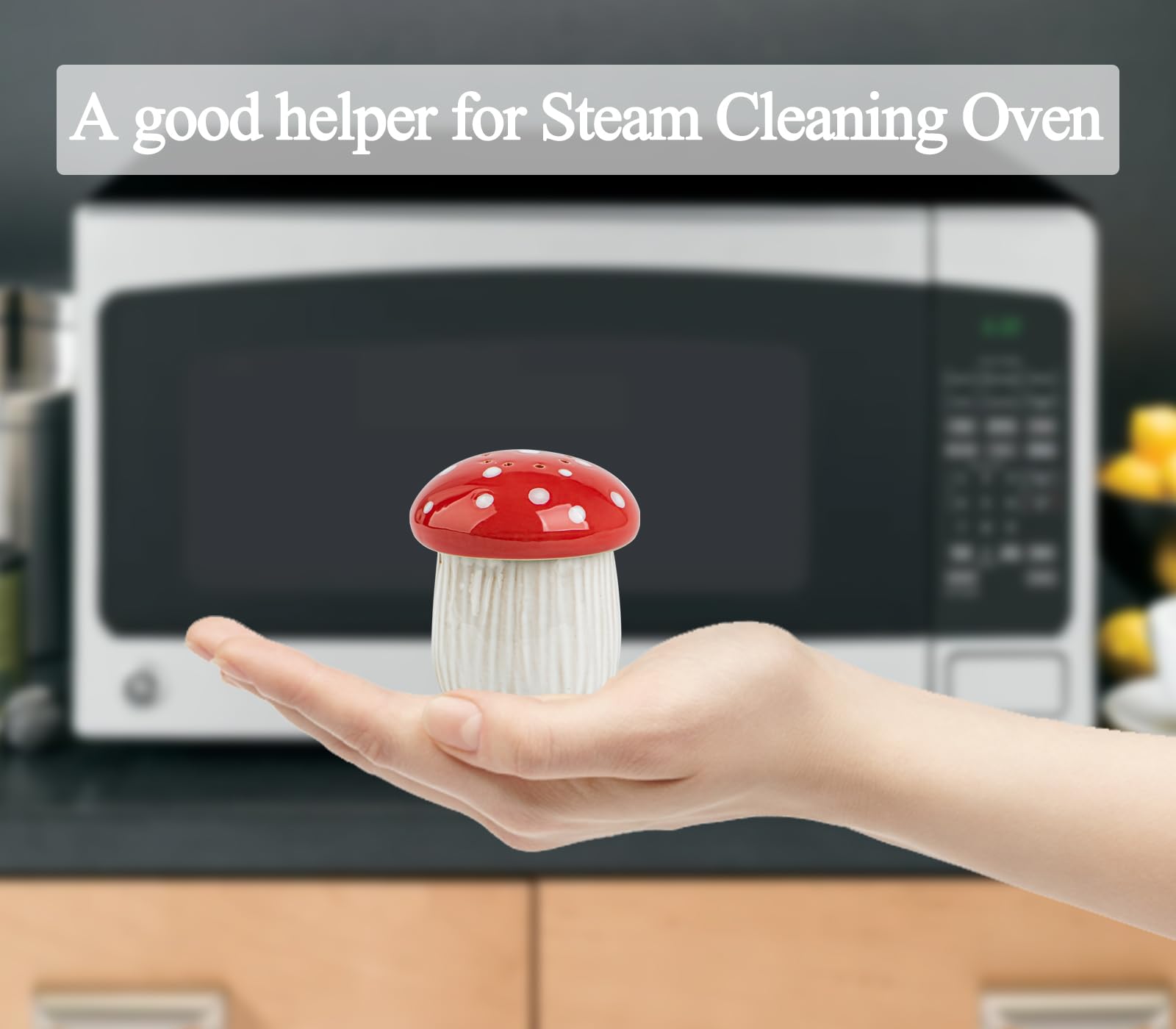 Ceramic Microwave Cleaner with Steam - Fast & Easy Oven & Kitchen Appliance Cleaner - Red Mushroom Design for Microwave, Oven, Stove & Countertop Cleaning - Perfect for Busy Kitchens & Deep Cleaning
