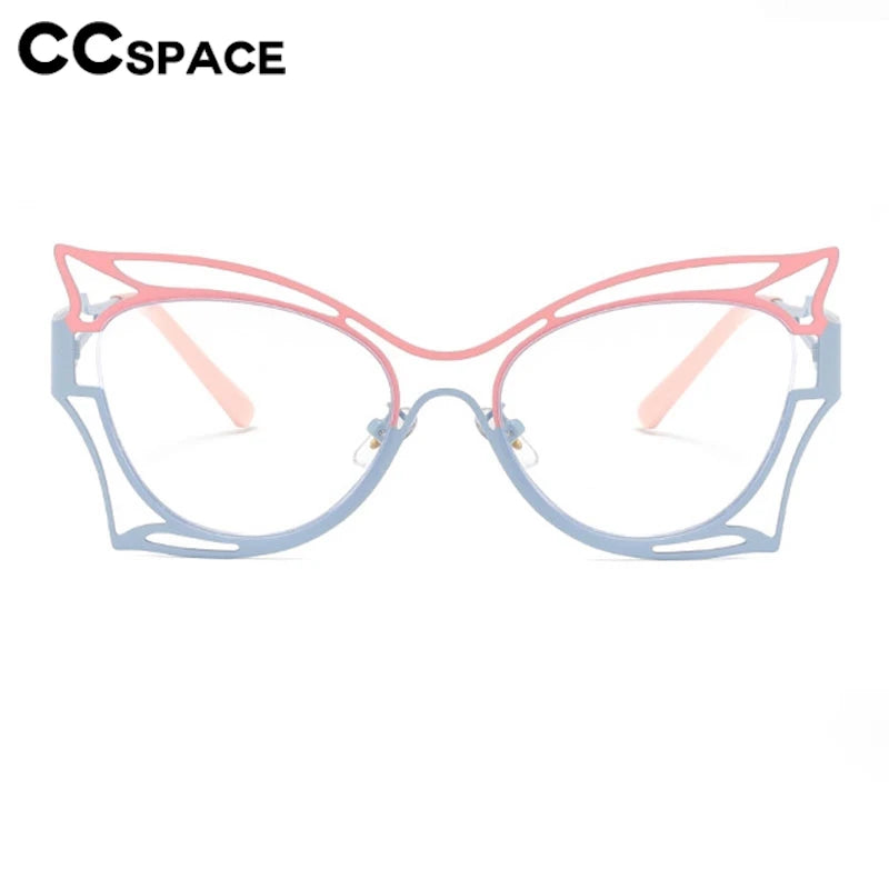 CCspace Women's Full Rim Oval Butterfly Alloy Eyeglasses - Lightweight Metal Frame Glasses for Women, Fashionable Oval Shape Eyewear with Butterfly Design, Perfect for Reading, Working & Daily Use