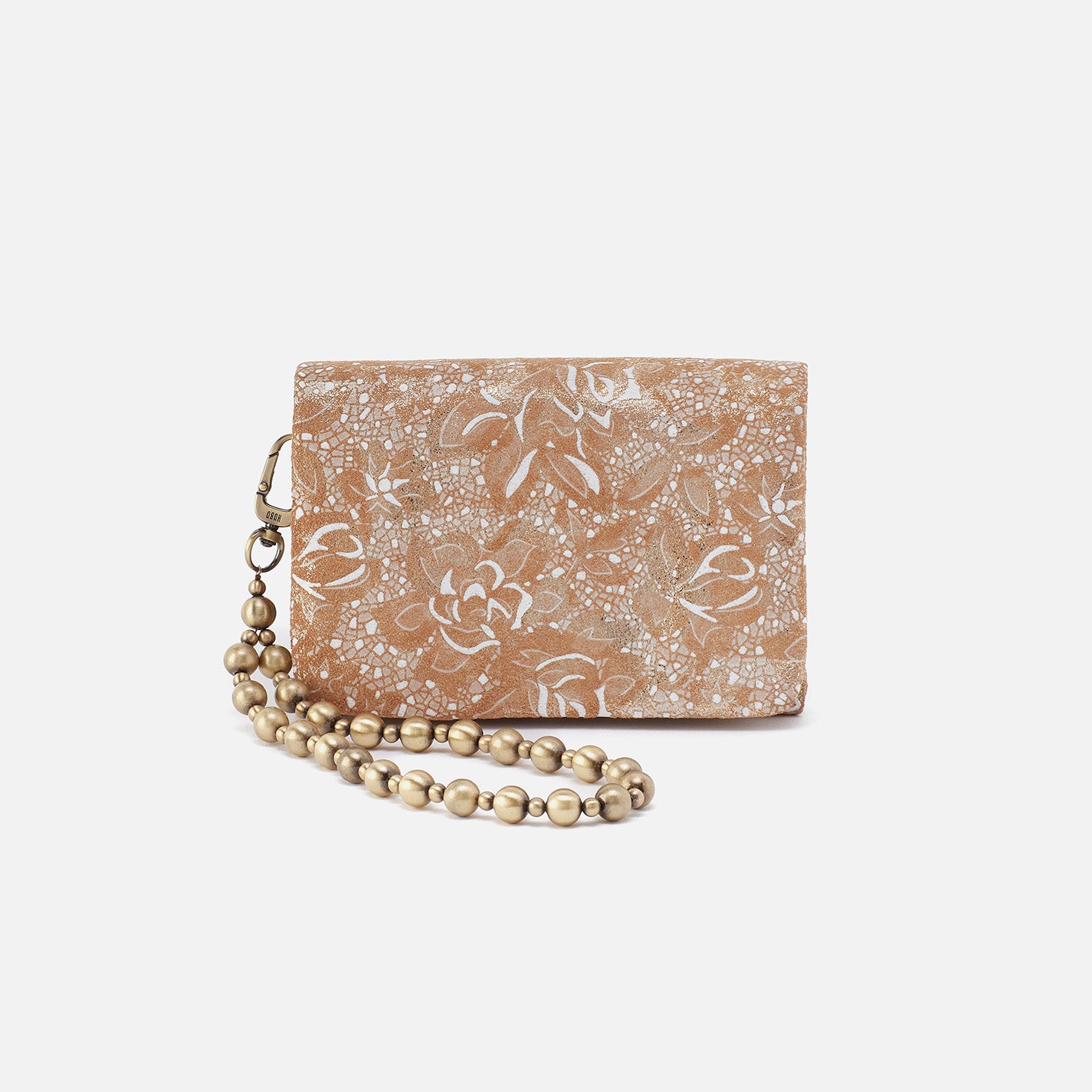 Ross Bead Wristlet Handbag - Printed Leather Crossbody Purse with Gilded Petals Design for Women | Perfect for Parties, Weddings & Evening Events