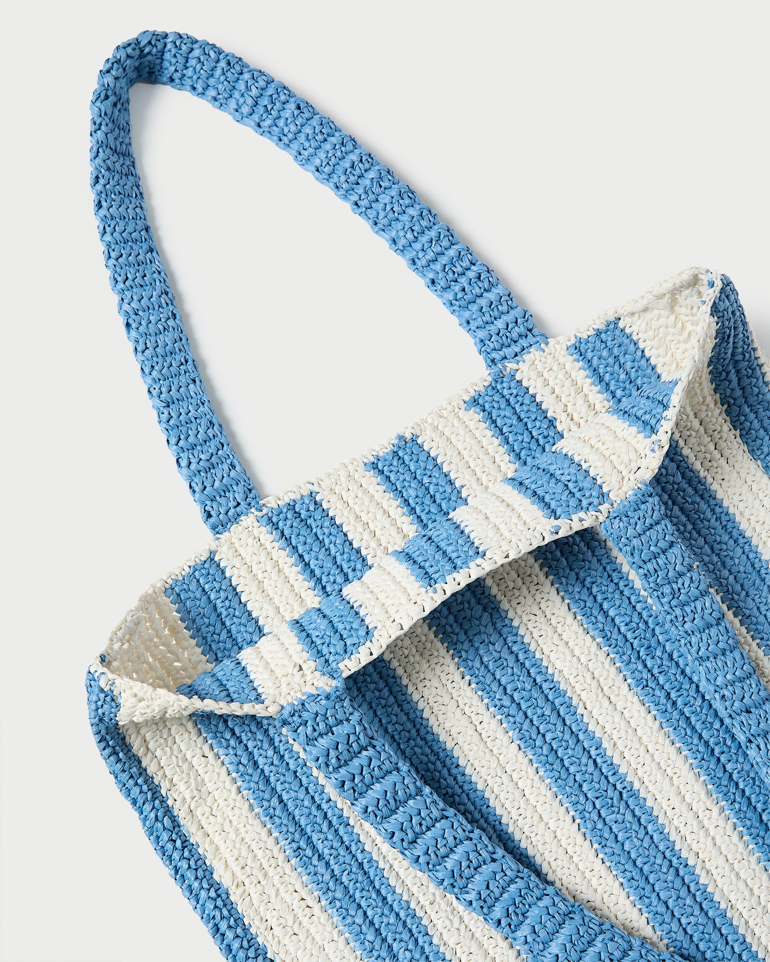Orion Blue and White Raffia Tote Bag - Stylish Beach Tote for Women, Summer Vacation, Pool Party & Shopping
