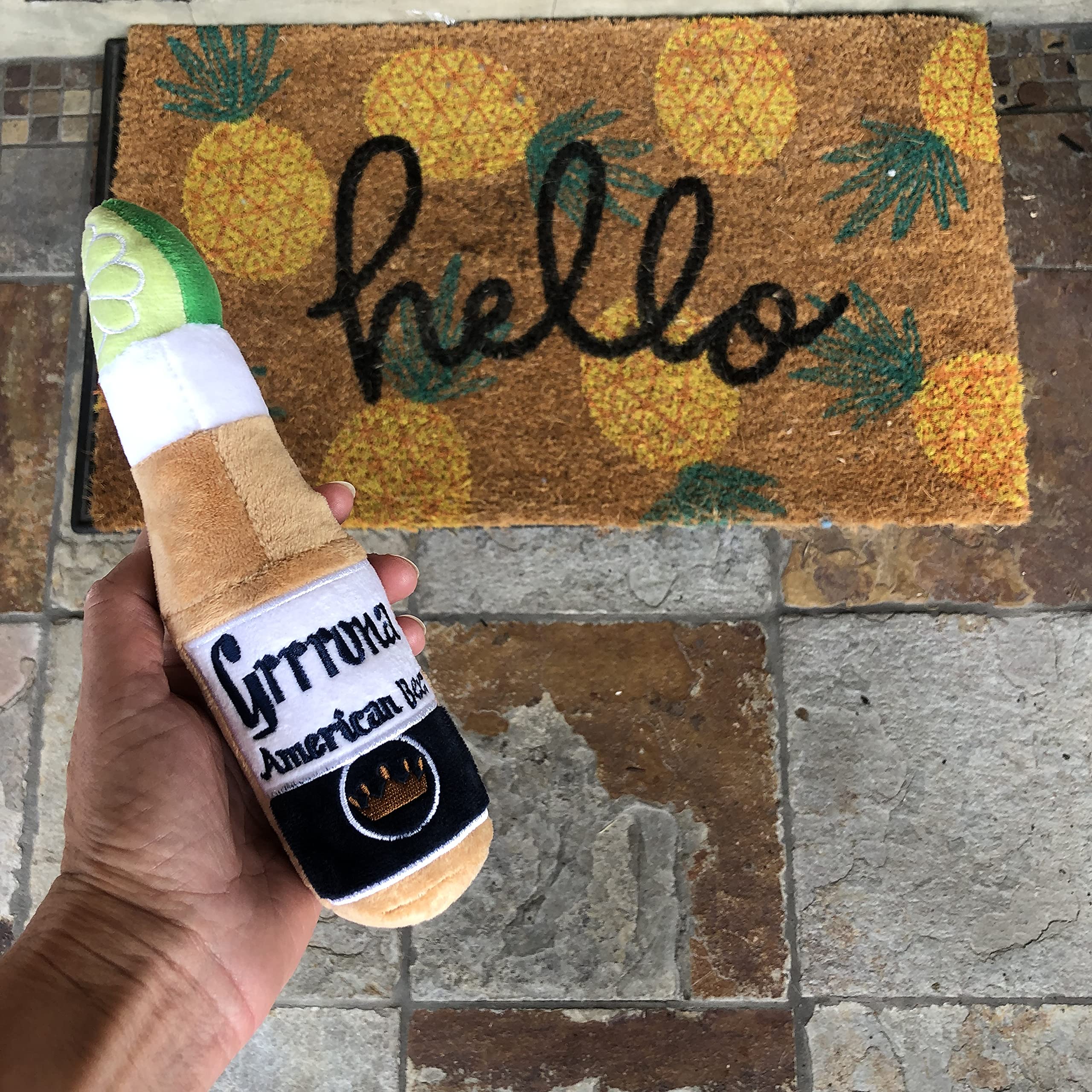 Soft Plush Beer Bottle Dog Toy - Fun Chew Toy for Small & Large Dogs, Perfect Birthday Gift & Holiday Party Favor (Grrrona) - Great for Playtime, Training Rewards & Puppy Teething Relief