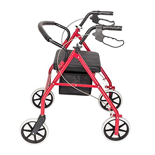 Steel & Nylon Rolling Walker with Wheels - Adjustable Height Mobility Aid for Seniors & Recovery (Black/Red) | Ideal for Post-Surgery, Elderly Assistance & Physical Therapy