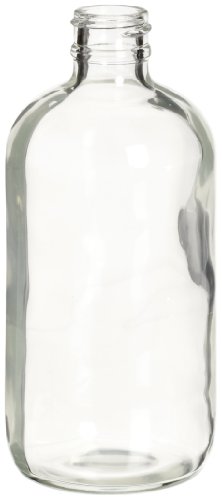 Wheaton 220724 Clear Glass Boston Round Safety Coated 8oz Bottle - 62mm x 140mm (Case of 48) | Ideal for Essential Oils, DIY Cosmetics & Home Brewing | BPA-Free, Durable Packaging Solution
