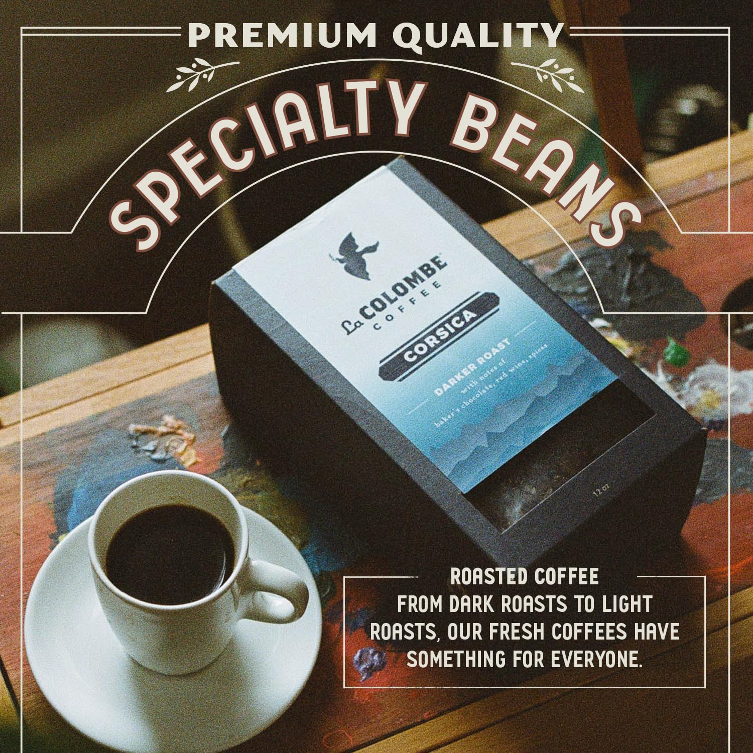 La Colombe Corsica Dark Roast Whole Bean Coffee - Rich Baker's Chocolate, Red Wine & Spices Flavor Notes, 5lb Bag (80oz) for Home Brewing, Office & Gifts | Premium Arabica Beans for Drip, French Press & Espresso