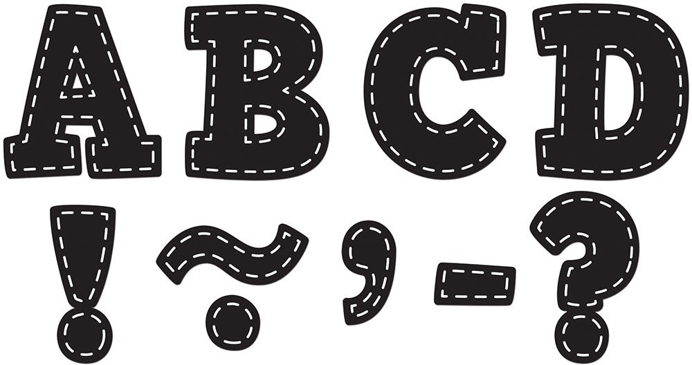Black Stitch Bold Block 3 Magnetic Letters - Refrigerator Alphabet Set for Kids Learning & Kitchen Organization