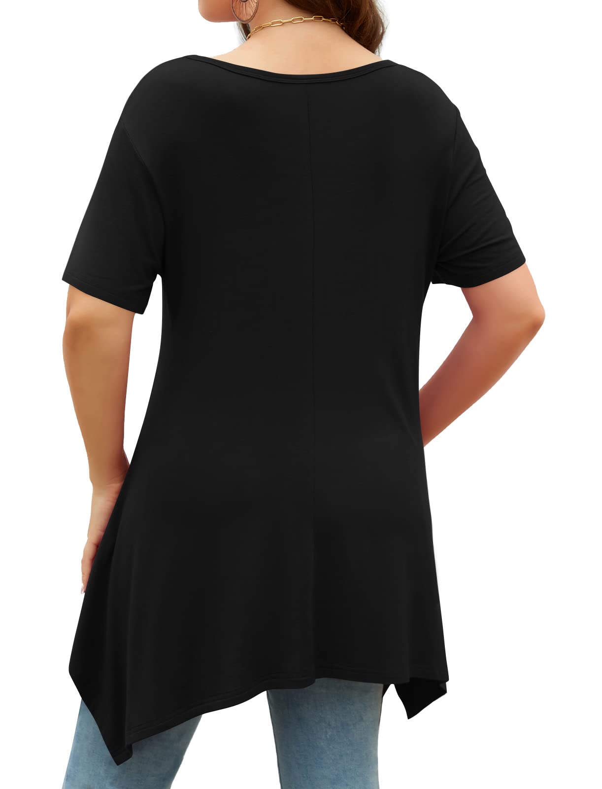 POPYOUNG Women's 2025 Summer Short Sleeve Tunic Top - Casual Loose Swing Blouse Shirt for Beach, Vacation & Everyday Wear