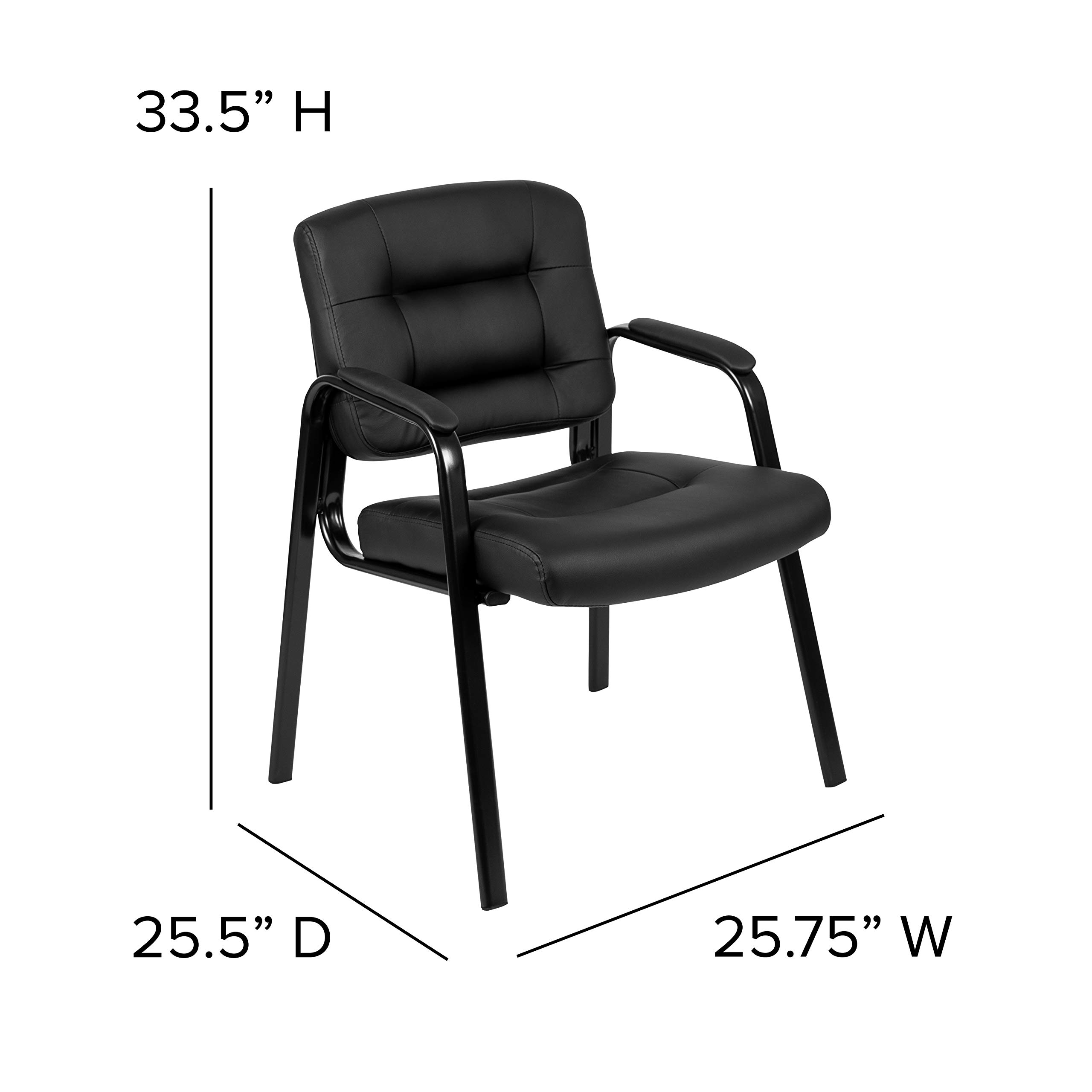 Premium Black LeatherSoft Executive Reception Chair - Ergonomic Guest Chair for Office, Lobby & Waiting Room - Comfortable Seating for Visitors & Clients