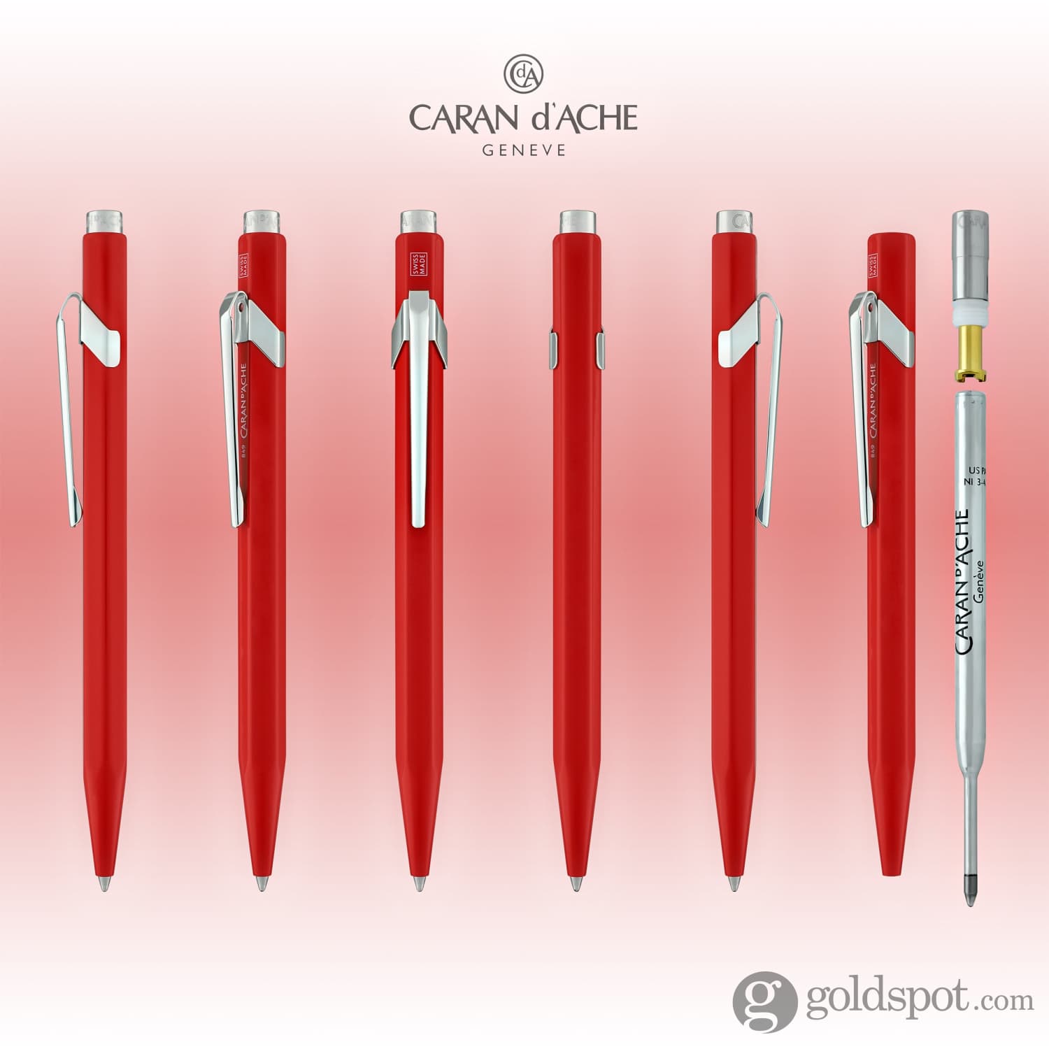 Premium Caran d'Ache 849 Metal Ballpoint Pen - Elegant Red Ink Writing Instrument for Professionals & Gift Giving | Office, Business, Journaling & Everyday Use