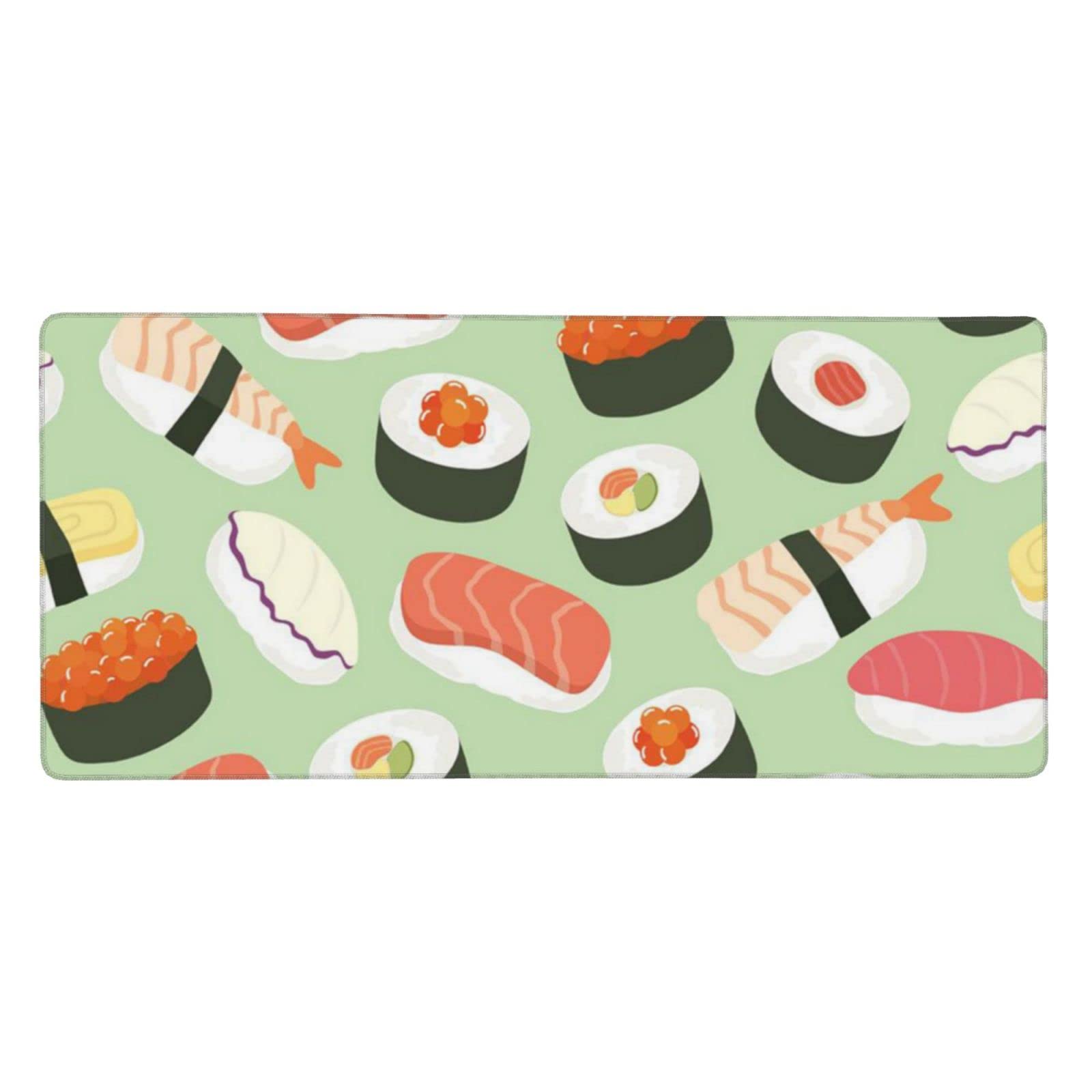 Sushi Pattern Extra Large Gaming Mouse Pad 35.4x15.7 Inch - Non-Slip Rubber Base, Waterproof Desk Mat for PC, Laptop - Perfect for Gamers, Office Work & Home Use - Great for Gaming Setups, Workstations & Home Desks