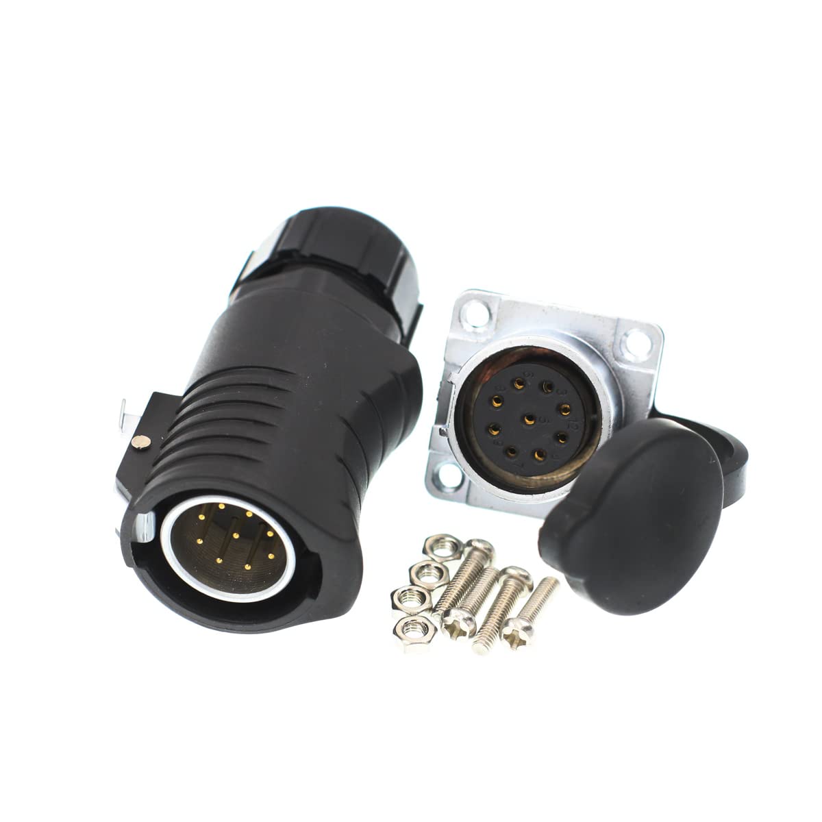 LP20 9 Pin Outdoor Waterproof Bulkhead Quick-Disconnect Power Industrial Circular Connector for Solar Generators, RV Solar Panels - Weatherproof Electrical Connection for Harsh Environments & Off-Grid Power Systems