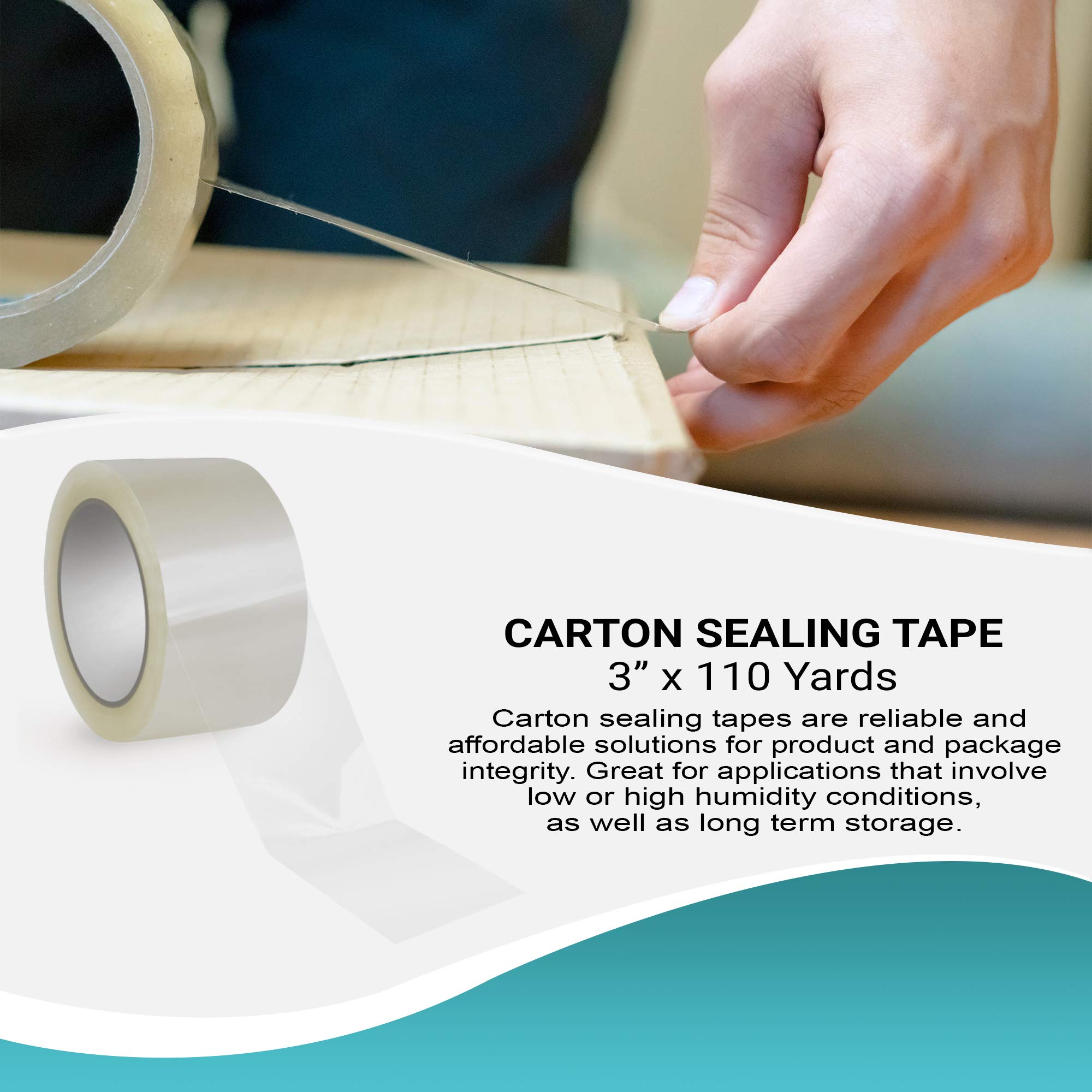 APQ 24 Rolls of 3” x 110 Yards Carton Sealing Tape - 2 Mil Thick 50 Micron Polypropylene Packing Tape with Acrylic Adhesive for Shipping, Moving Boxes & Storage - Weatherproof, Non-Yellowing Heavy Duty Packaging Tape for Home, Office & Warehouse Use