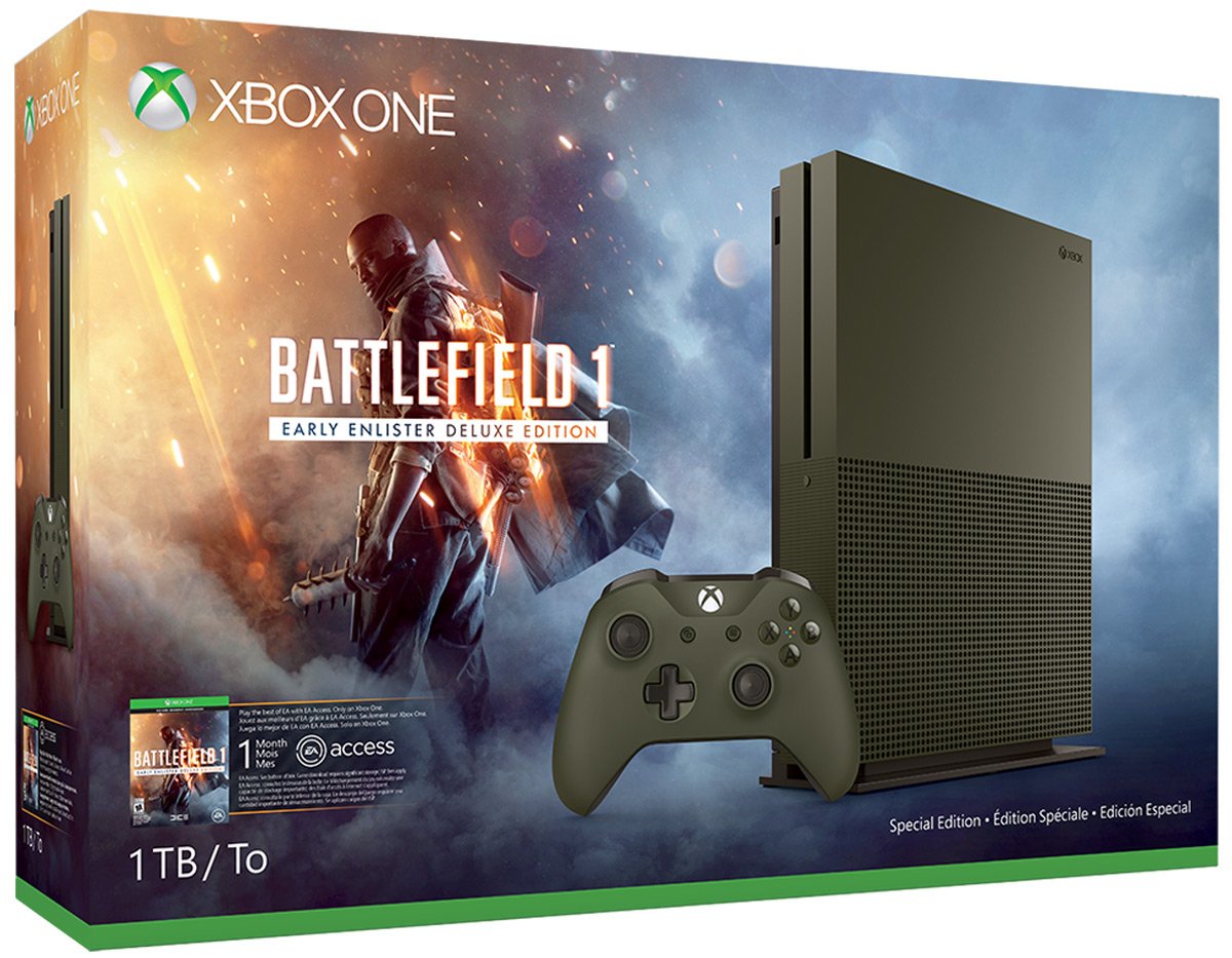Xbox One S 1TB Console - Military Green (Renewed) | Certified Refurbished Gaming System with 4K Ultra HD & HDR | Perfect for Home Entertainment & Online Multiplayer Gaming