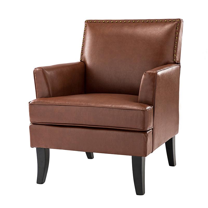 Fatima Vegan Leather Armchair - Modern PU Leather Lounge Chair for Living Room, Office & Bedroom - Eco-Friendly Faux Leather Accent Chair with Sturdy Metal Legs