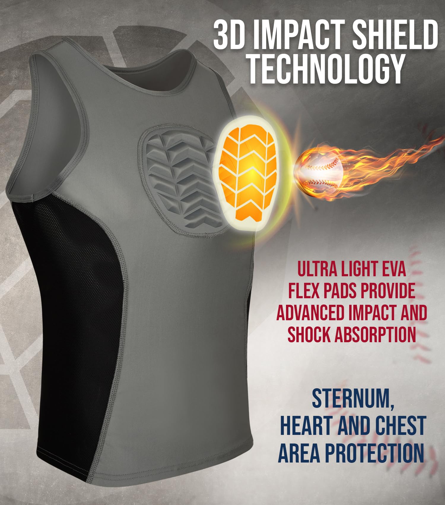 Exxact Sports Youth Baseball Chest Protector - Padded Compression Shirt for Softball & Baseball Training | Protective Gear for Kids Sports Practice & Games