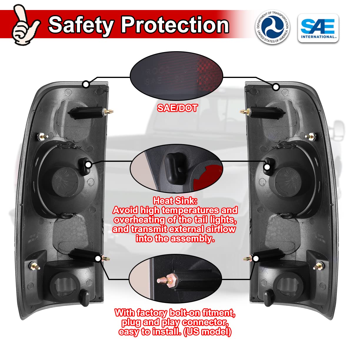 Nixon Offroad LED Tail Lights for Ford F-150 F-250 F-350 (1997-2003) - Matte Black Housing with Smoke Lens - Direct Replacement Halogen Tail Lamps Assembly (1 Pair) - Perfect for Off-Roading, Truck Upgrades & Nighttime Driving Safety