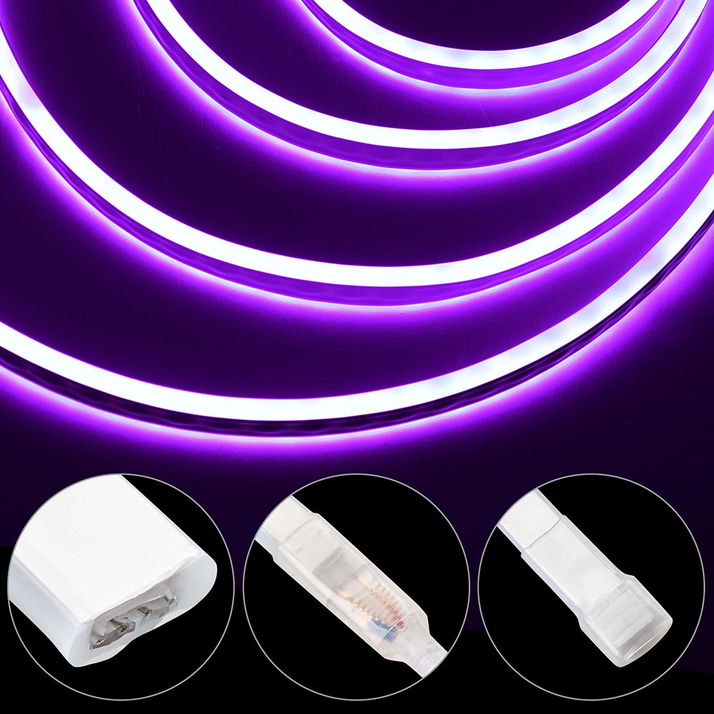 50ft Outdoor Waterproof Neon Rope Light with Remote Control - Purple LED Party Lights for Patio, Garden, Wedding & Holiday Decorations