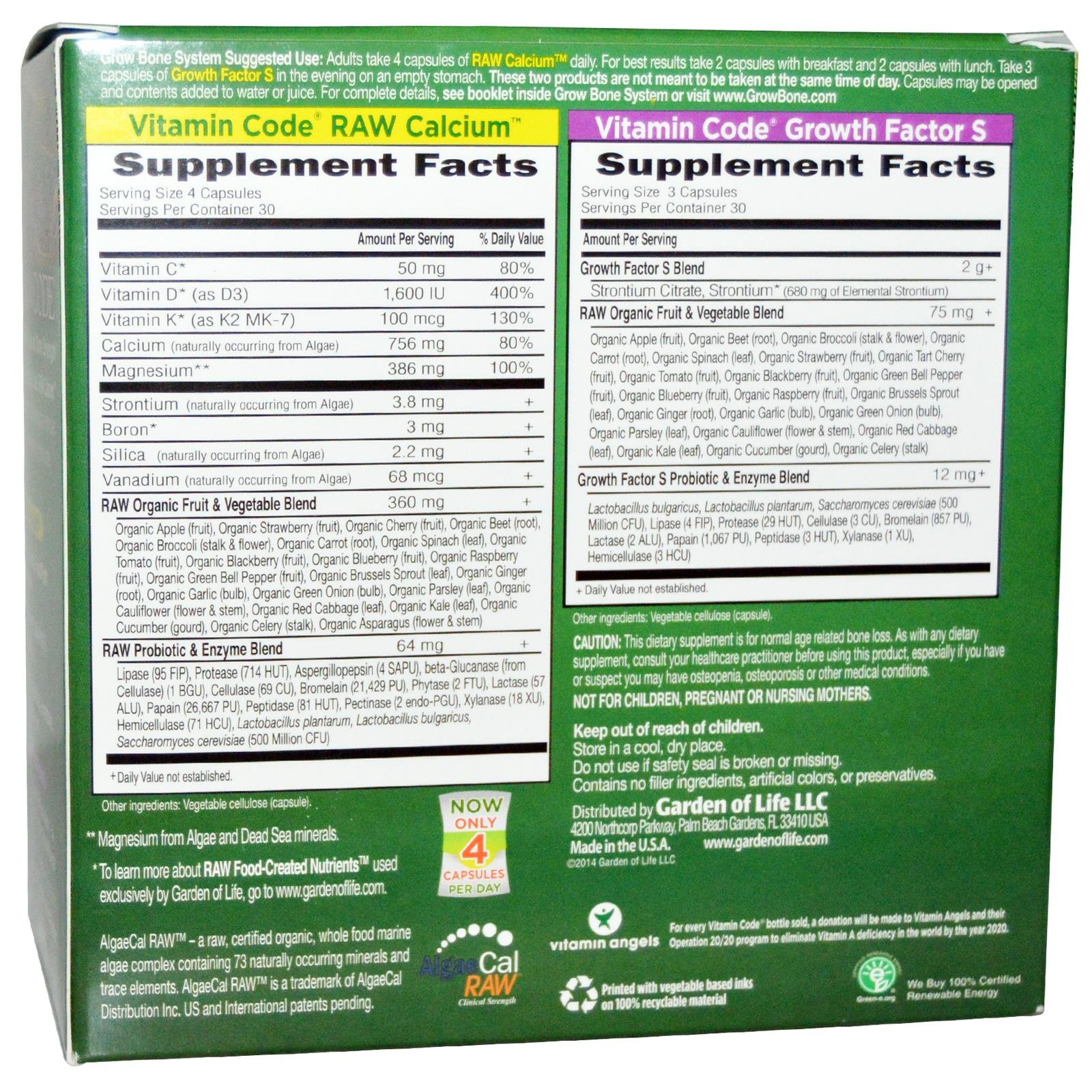 Garden of Life Vitamin Code Grow Bone Supplement - 2 Pack (60 Day Supply) for Strong Bones & Joint Health - Supports Bone Density & Growth for Adults & Seniors - Perfect for Daily Wellness & Active Lifestyles