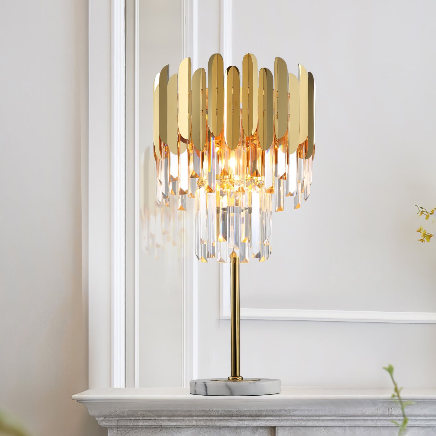 Elegant Crystal Marble LED Desk Lamp - Modern Office & Study Table Light for Home, Bedroom, Dorm - Perfect for Reading, Working & Decor