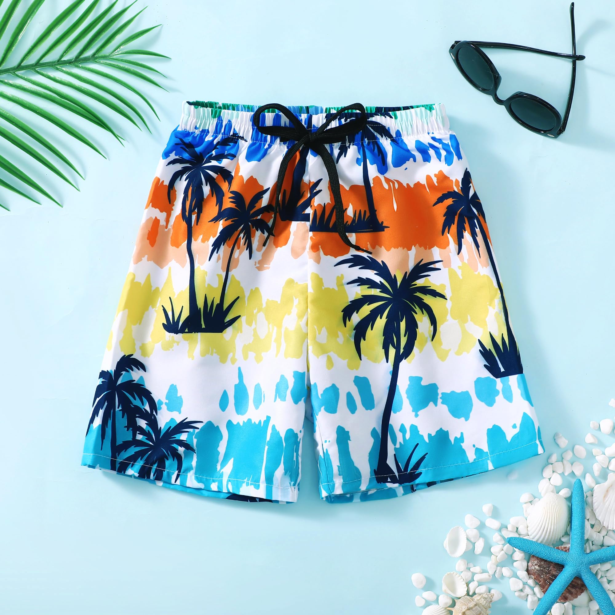 **Boys Swim Trunks with Compression Liner - Quick Dry Stretch Swim Shorts for Teens (Ages 5-16) - Perfect for Swimming, Beach, and Pool Activities**