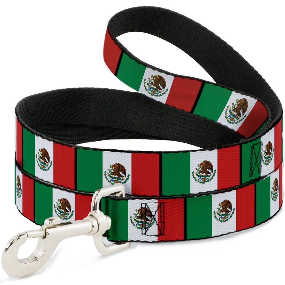 Buckle-Down Mexico Flag Pet Leash - 4 Feet Long, 1 Inch Wide - Durable Dog Walking Accessory for Small to Medium Dogs - Perfect for Daily Walks, Hiking, and Outdoor Adventures