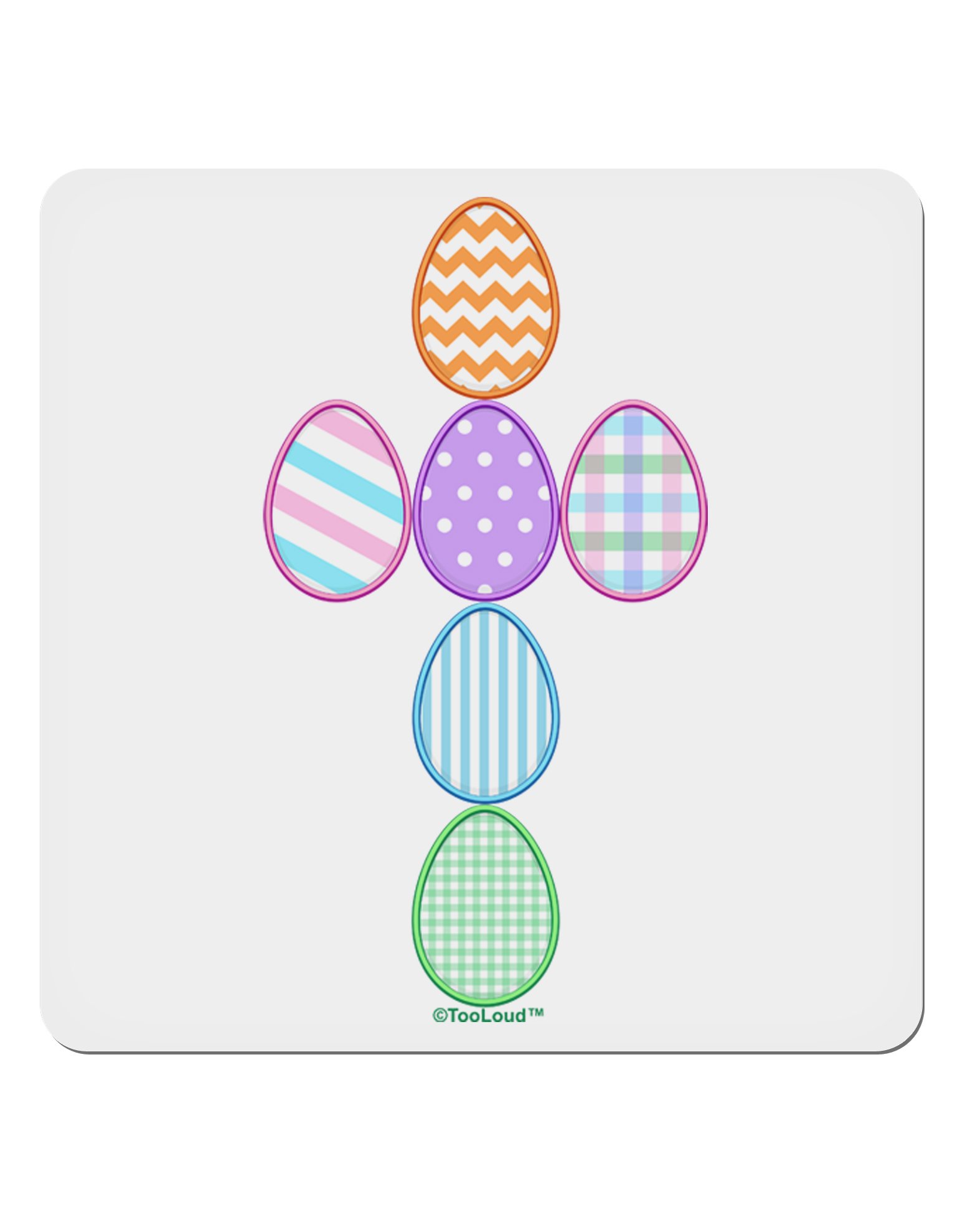 TooLoud Easter Egg Cross Faux Applique 4x4 Inch Square Stickers - 4 Pack - Perfect for Scrapbooking, Card Making, and DIY Easter Decorations