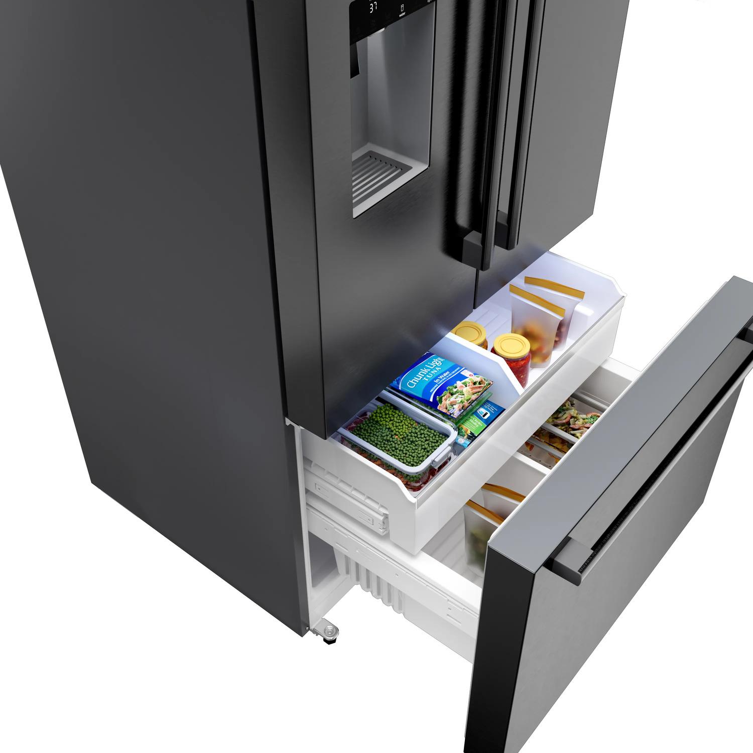 Bosch 500 Series 36 Inch French Door Bottom Freezer Refrigerator - Black Stainless Steel (B36FD52SNB) | Energy Efficient, Spacious Design for Modern Kitchens & Entertaining