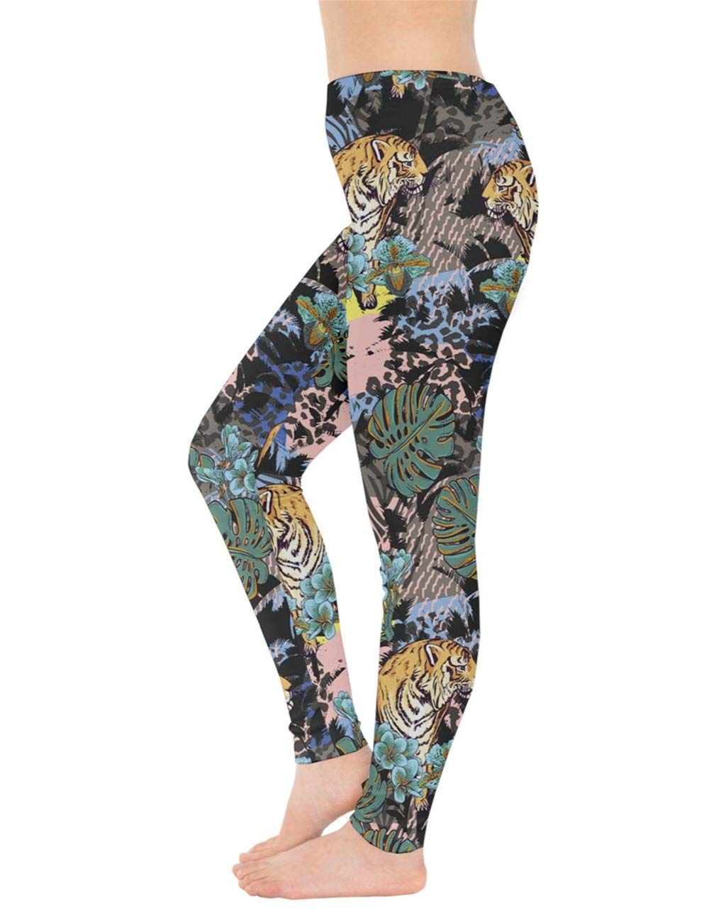CowCow Women's Fashion Leggings - Animal Print Snake Reptile Crocodile Lion Robot Pattern Stretch Pants for Yoga, Workout & Casual Wear