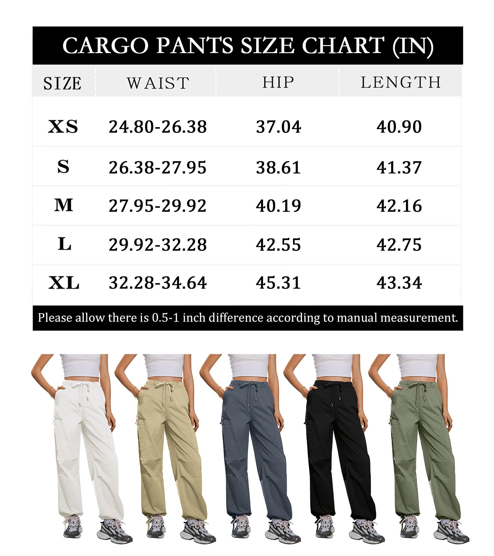IVIR Women's Cargo Pants - High Waisted Baggy Parachute Pants with 6 Pockets | Y2K Streetwear Joggers | Perfect for Casual Wear, Workout & Urban Fashion