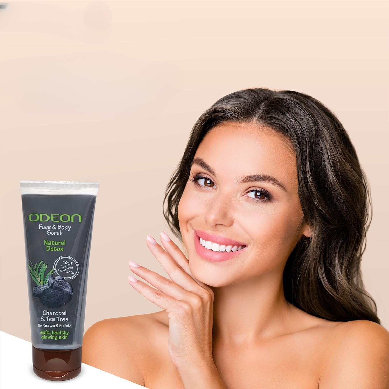 Charcoal & Tea Tree Oil Body Scrub (100ml) - Deep Cleansing Face & Body Exfoliator for Oily Skin - Gentle Scrub for Soft, Glowing Skin - Perfect for Acne-Prone Skin & Blackhead Removal