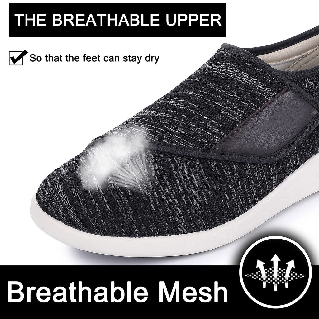 **Orthopedic Diabetic Shoes for Men with Wide Width - Adjustable Closure, Lightweight & Breathable Sneakers for Elderly - Ideal for Swollen Feet, Edema & Walking Comfort**    *(Perfect for Daily Wear, Walking, Travel & Foot Pain Relief - Designed for Diabetic & Senior Foot Care)*