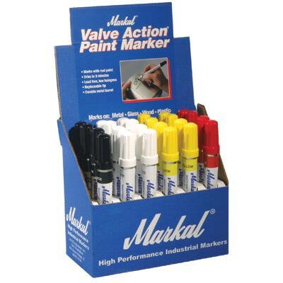 Valve Action® Paint Markers - Bulk Counter Display for Retail Stores, Art Supplies & DIY Projects - Assorted Colors (12-Pack) - Perfect for Sign Making, Crafting & Industrial Labeling