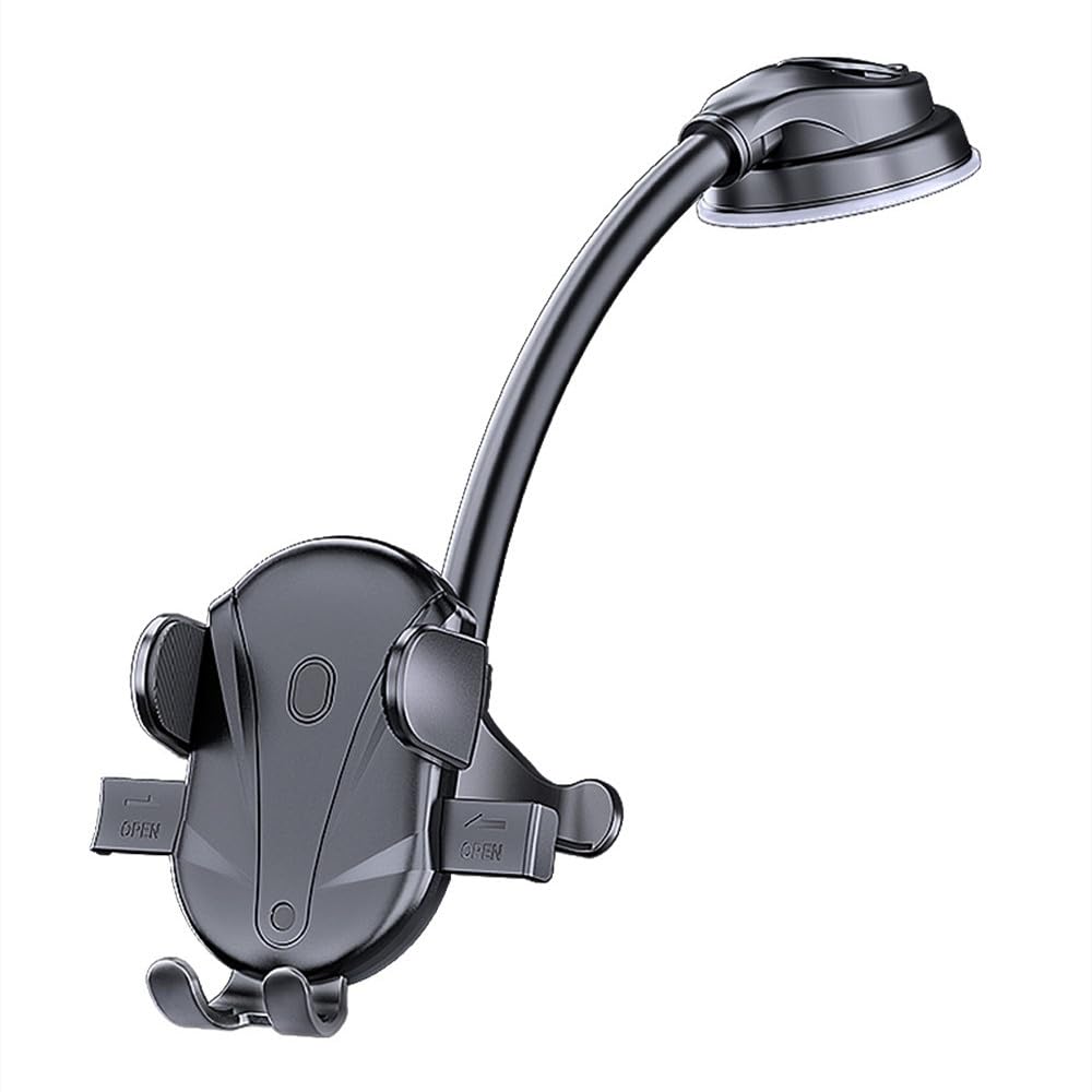 Universal Car Phone Holder - Adjustable Metal Hose Dashboard & Windshield Mount for iPhone, Samsung (4.5-6.7 Inch) | Secure Hands-Free Driving Accessory for GPS Navigation & Road Trips
