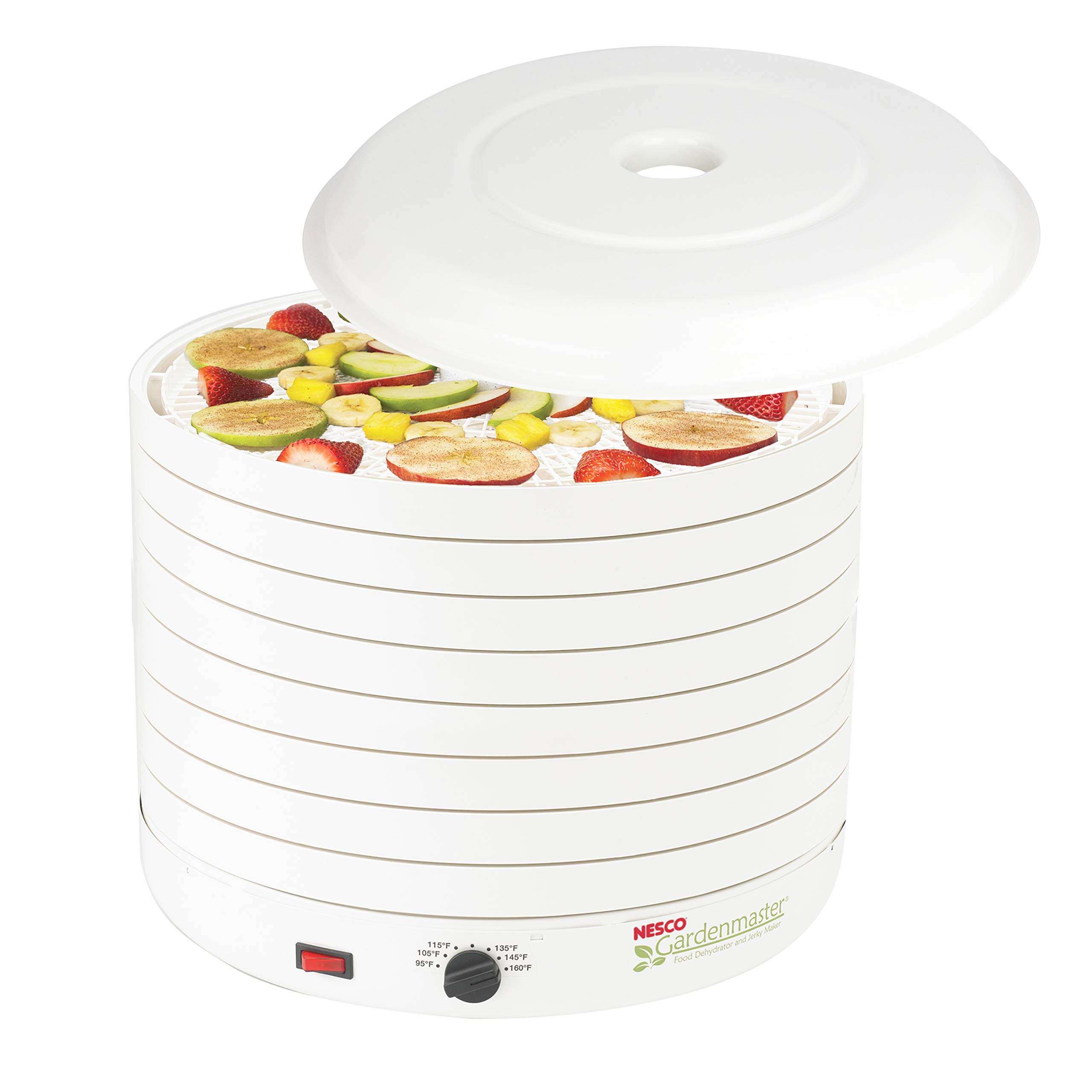 Nesco FD-1018A Gardenmaster Pro Food Dehydrator for Jerky, Fruit, and Healthy Snacks | White Electric Food Dryer | Includes 2 NESCO LM-2-6 Round Plastic Mesh 13.5
