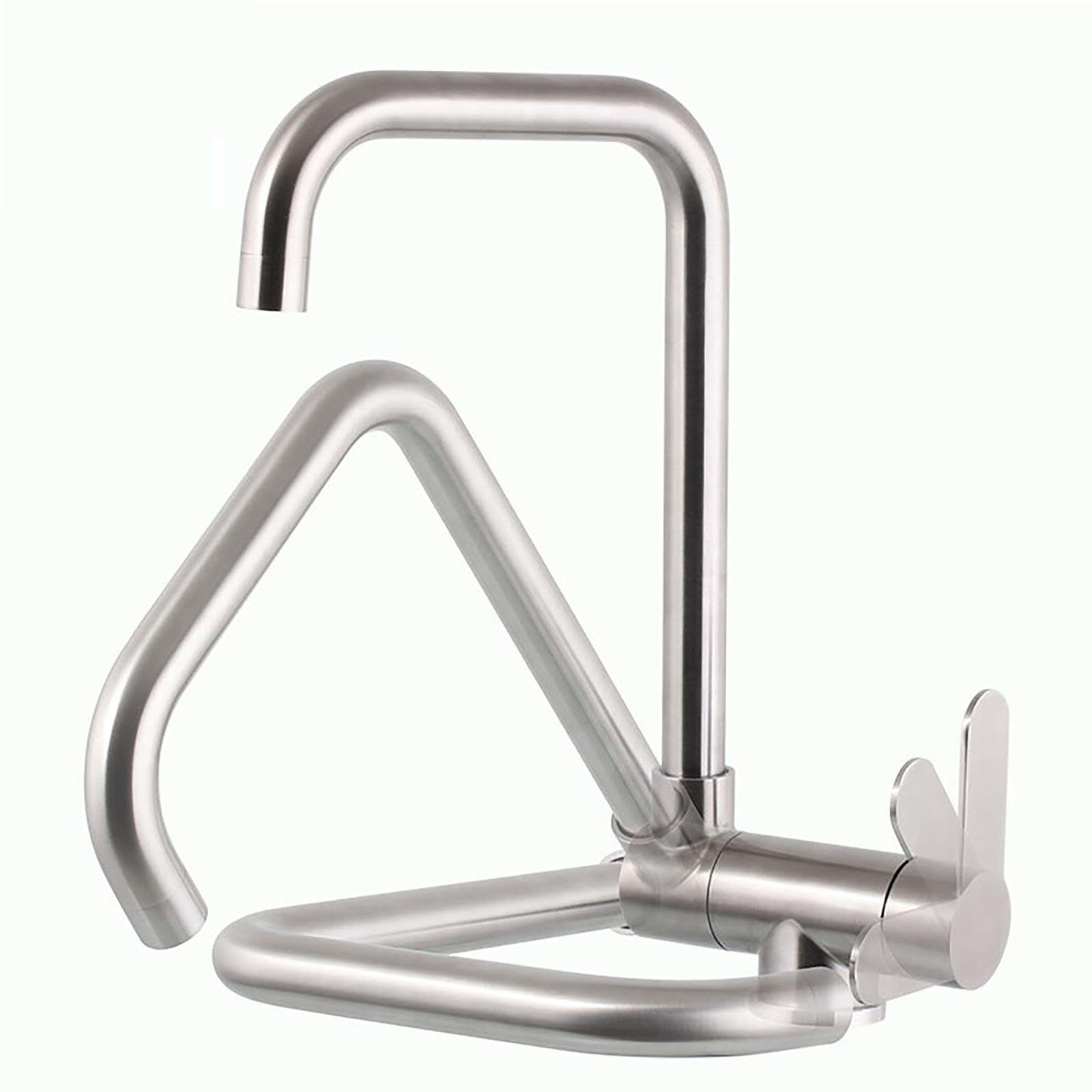 360° Swivel Stainless Steel Kitchen Mixer Tap, Single Lever Brushed Nickel Faucet for Dishwashing Basin, Ideal for Modern and Compact Kitchens