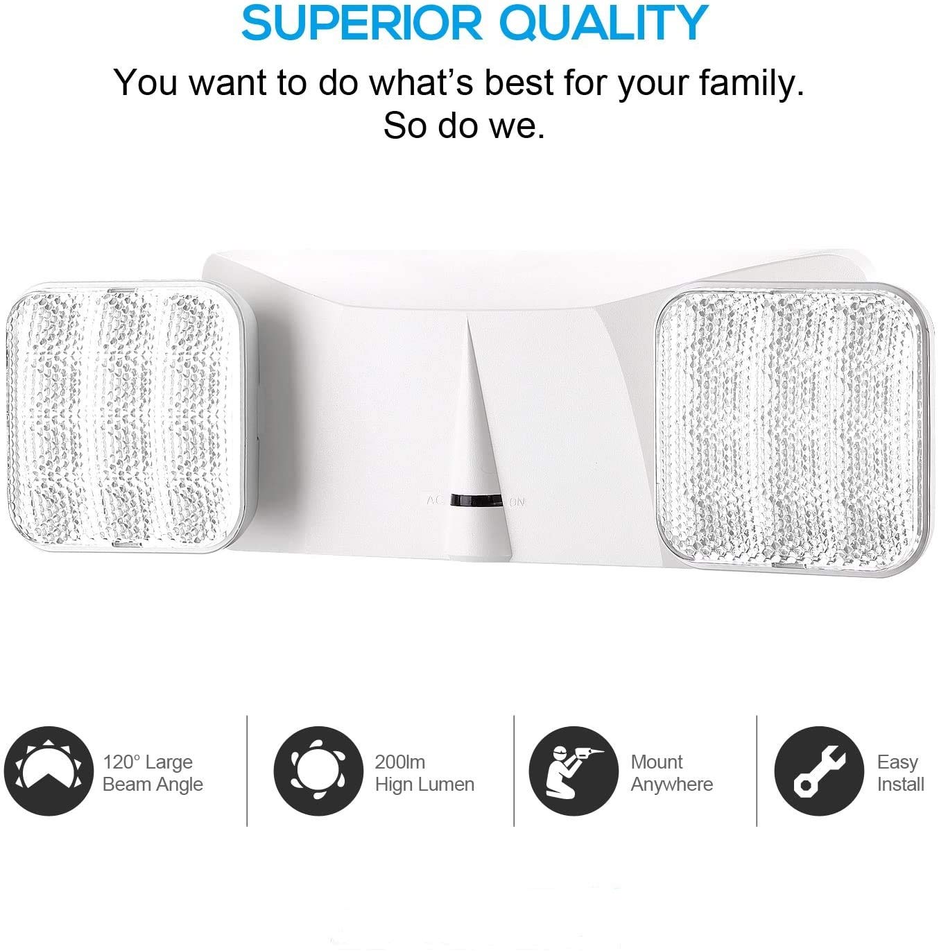 4 Pack UL Listed LED White Commercial Lighted Exit Signs with Emergency Backup Lights - US Standard Indoor Safety Exit Signs for Offices, Schools, and Buildings - Two Head Emergency Lighting by Lithonia