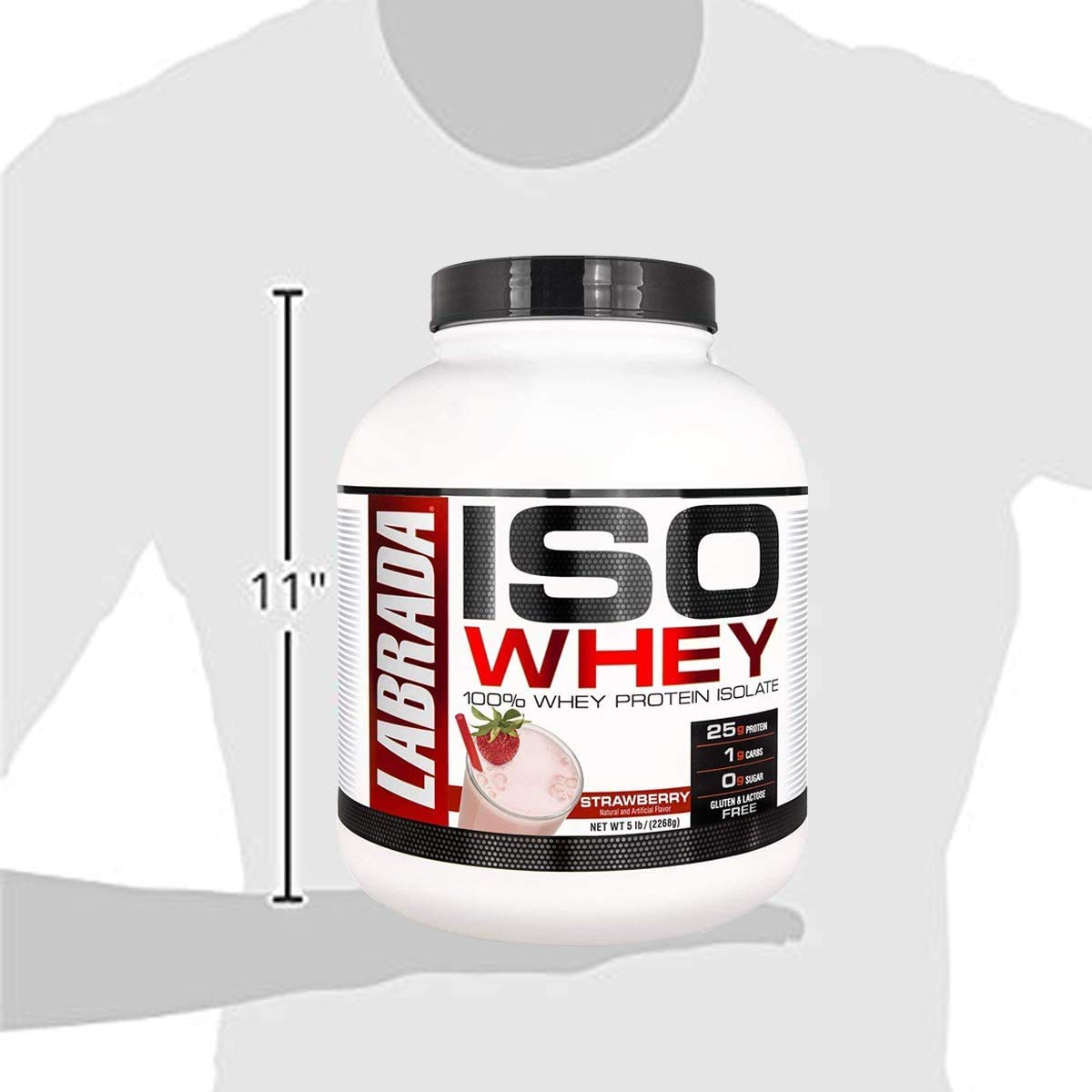 Labrada Nutrition ISO 100% Whey Protein Isolate Powder - Strawberry Flavor 5lb for Muscle Recovery & Post-Workout Shakes