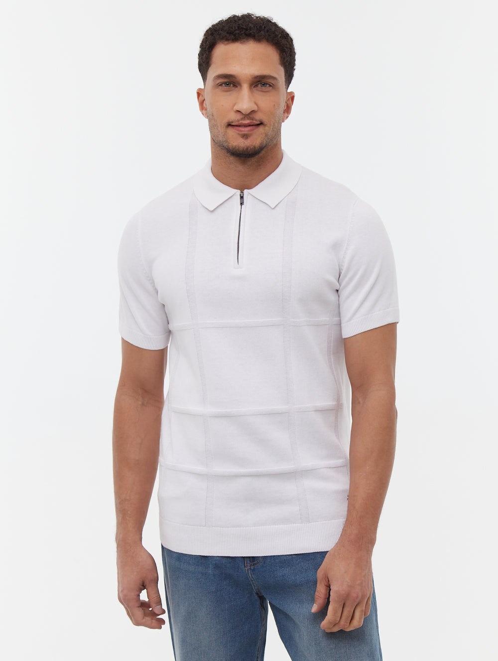 Navarro Grid Pattern Polo Shirt for Men - Stylish Casual Button Down Shirt with Comfortable Fit - Perfect for Office, Golf & Weekend Outings