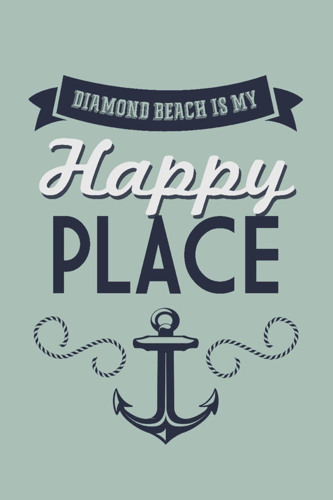 Diamond Beach New Jersey Metal Wall Art - 12x18 Gallery Quality Aluminum Decor for Home & Office - Coastal Themed Happy Place Wall Decor