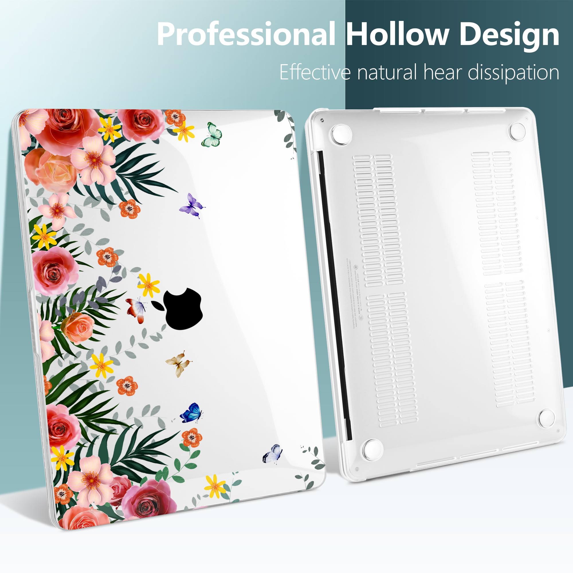 Ultra Slim Hard Shell Case for MacBook Pro 13 inch 2020 (A2251/A2289/A2338 M1) with Keyboard Cover & Screen Protector | Butterfly Floral Design | Perfect for Work, Travel & School Protection