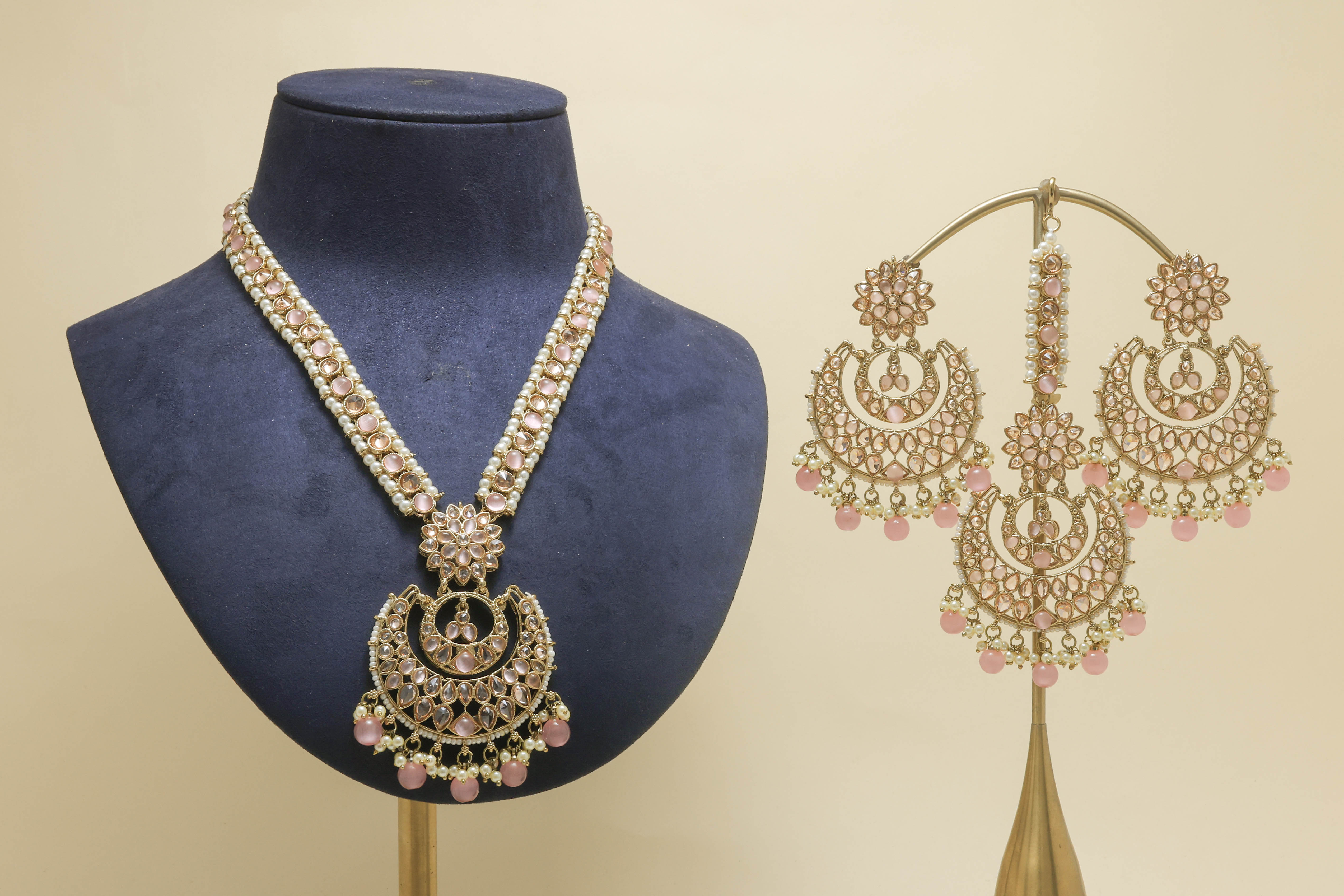 GEHNA POLKI MALA Full Set Jewelry - Traditional Indian Bridal Necklace Set for Weddings & Festive Occasions