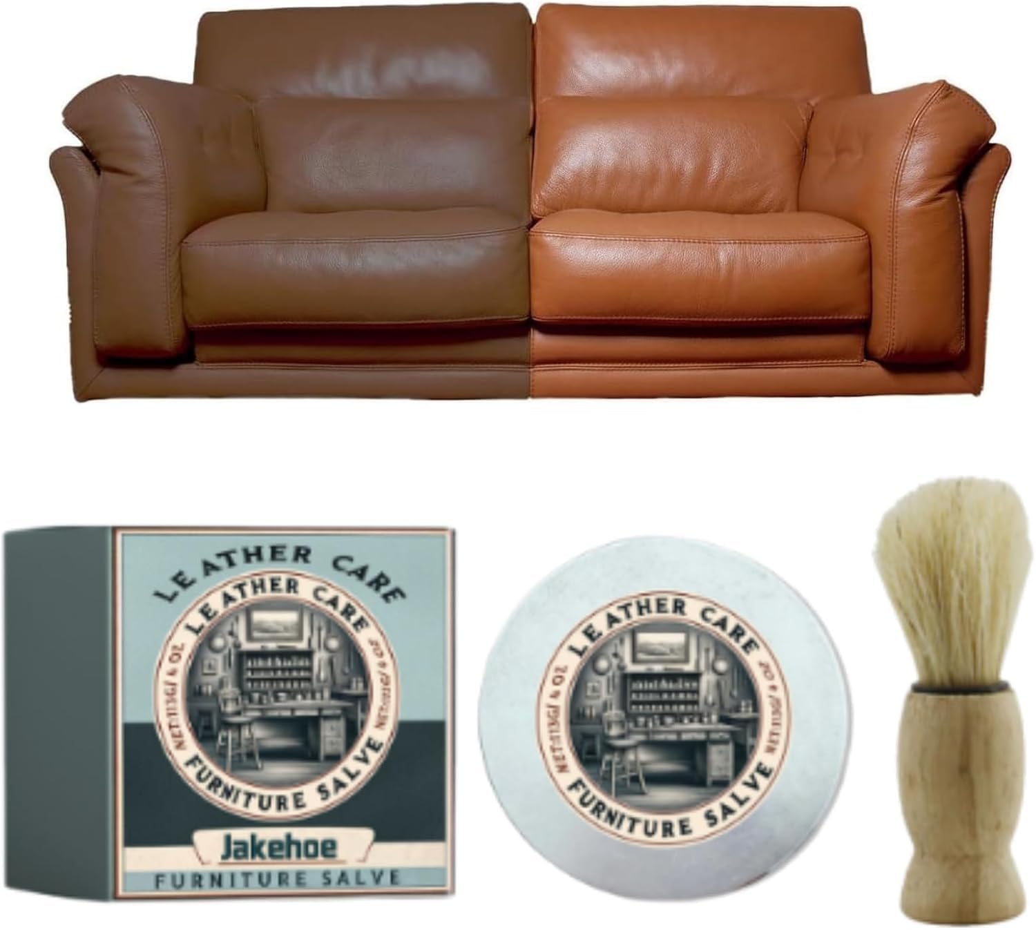 2025 Upgrade Leather & Wood Furniture Repair Cream – Easy to Apply Leather Salve with Brush for Fixing & Protecting Sofas, Chairs, Bags (1pc) – Perfect for Home, Office & Car Interior Care