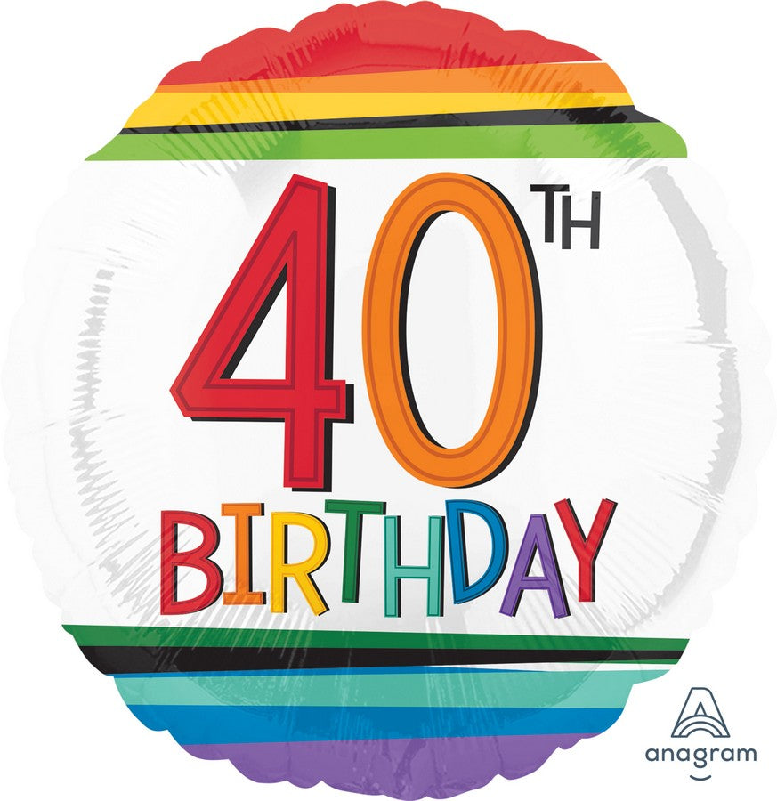 45cm HX Rainbow Birthday Balloons - Pack of 40 Standard Latex Balloons for Party Decorations, Baby Showers & Celebrations